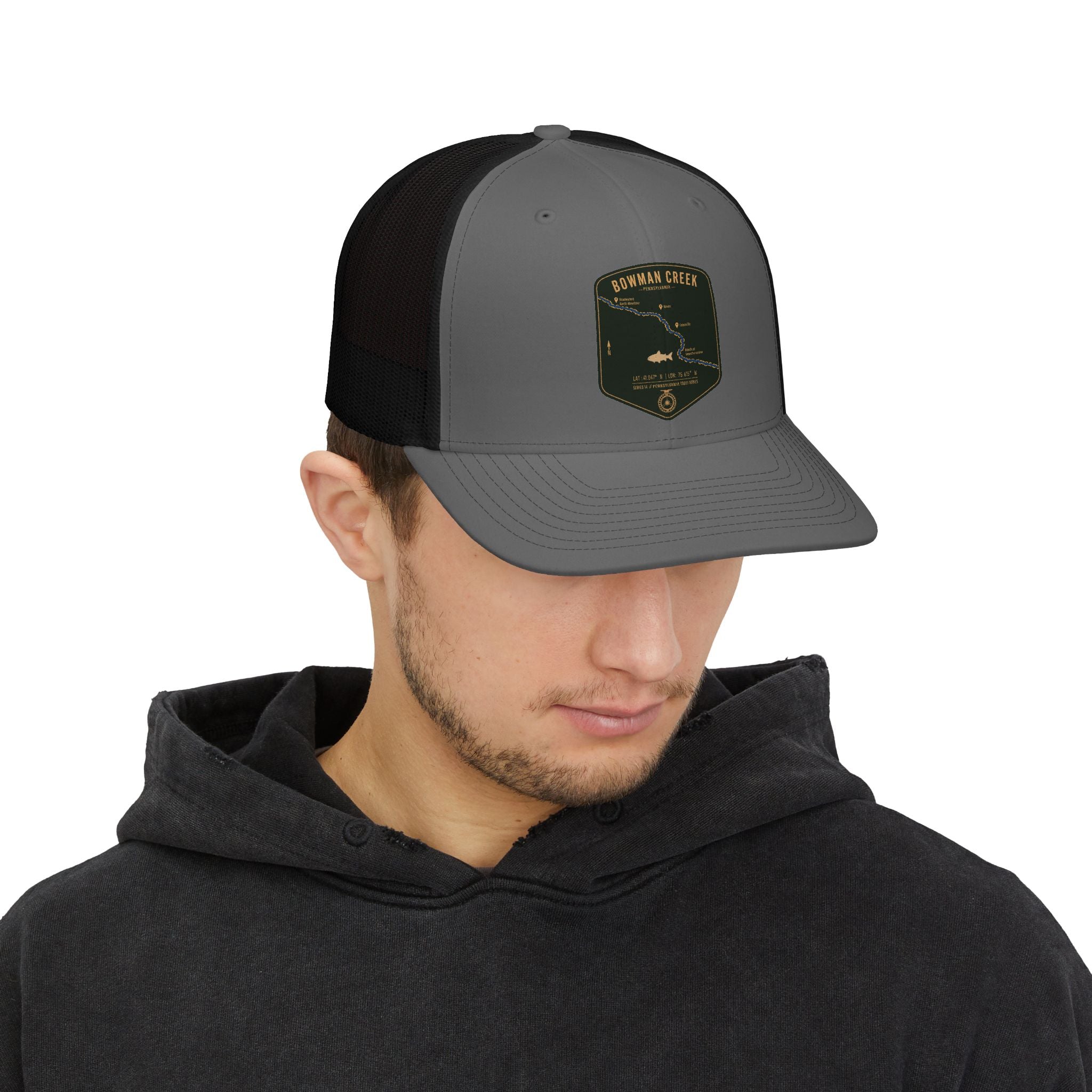 Bowman Creek PA patch Fishing Map Trucker Hat | Richardson 112