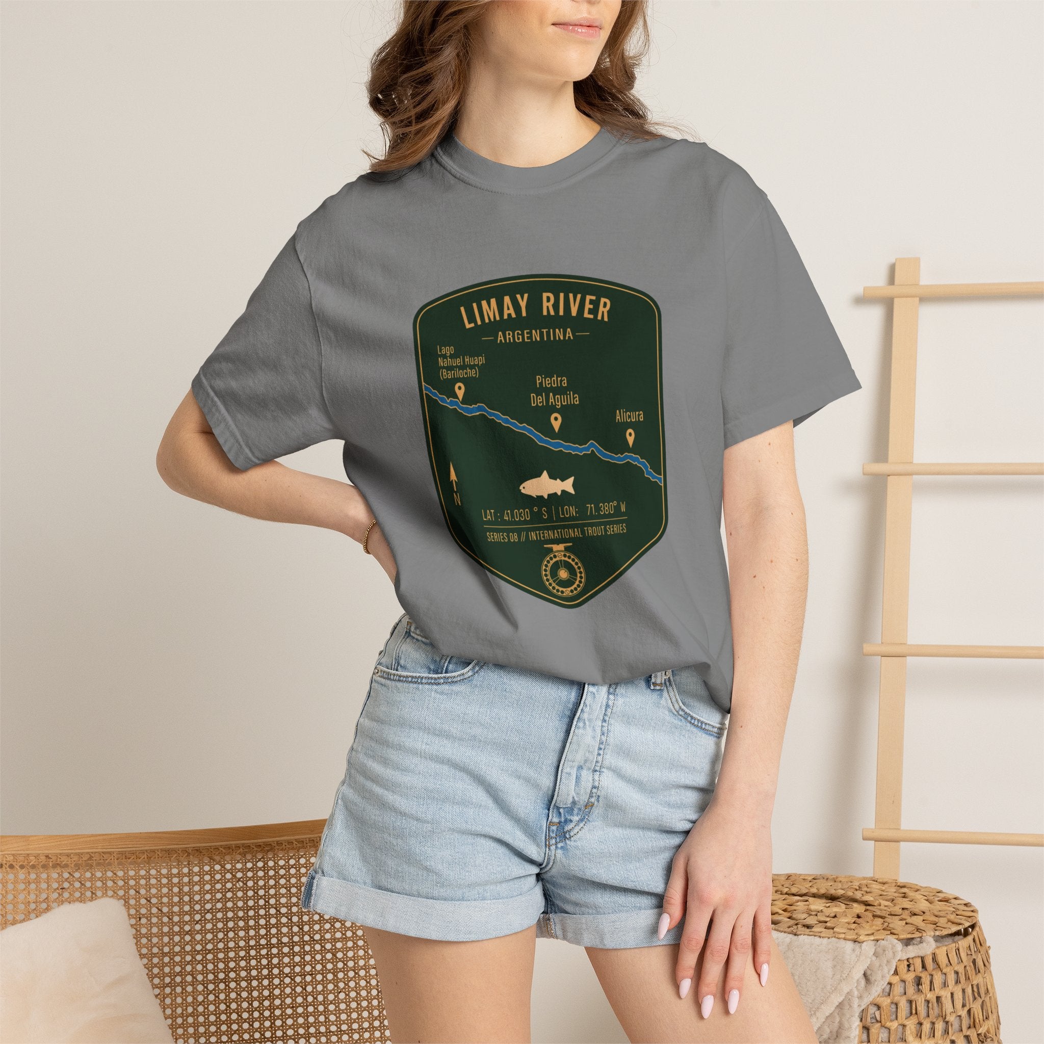 Global Series - Limay River Argentina Fishing Map | Rugged Cotton Trout Tee