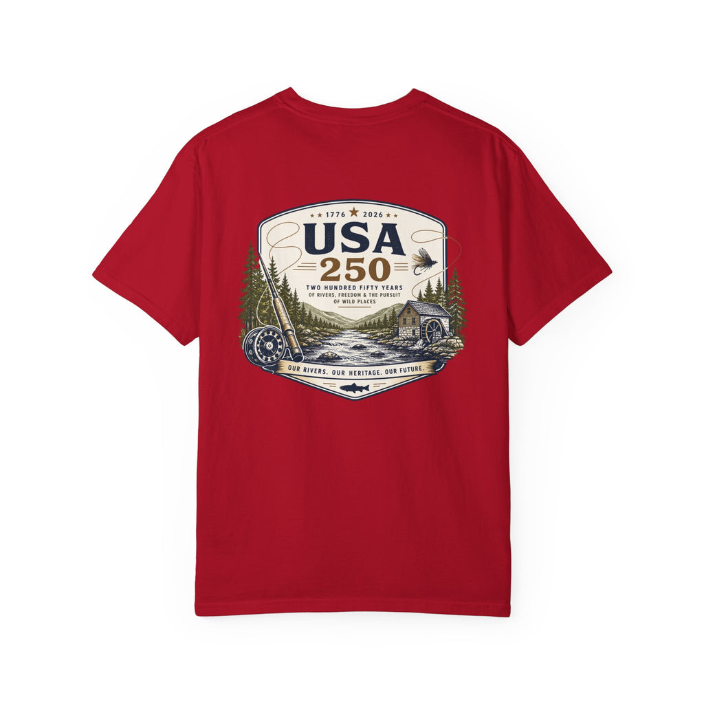 USA 250 River Heritage Light Color Back Badge Rugged Cotton Tee