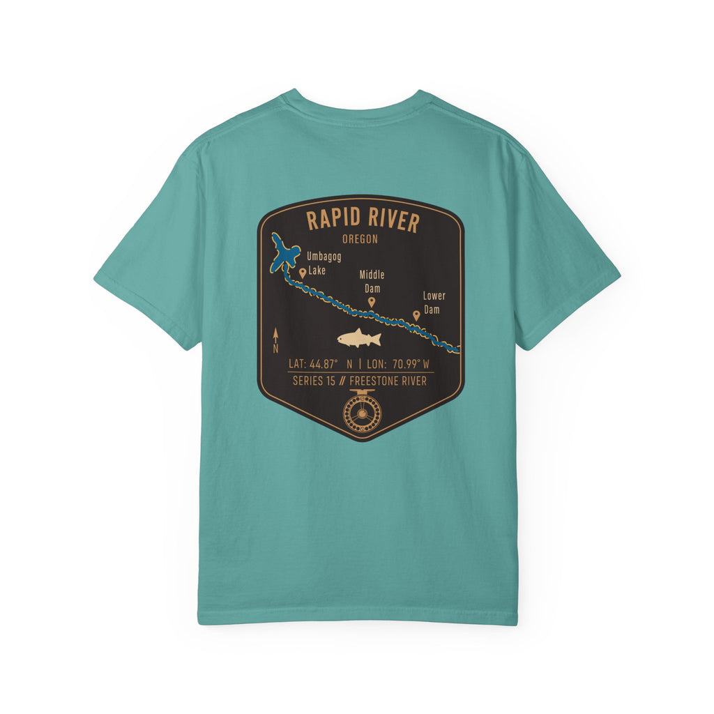 Rapid River Oregon Fly Fishing T-Shirt - Vintage River Map Graphic Tee - Premium Angler Gift