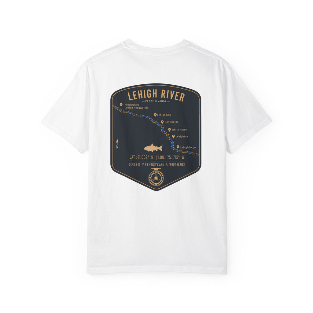 Lehigh River Pennsylvania Trout Fishing T-Shirt - Fly Fishing Map Tee with Jim Thorpe & Lehigh Gorge - Premium Angler Gift