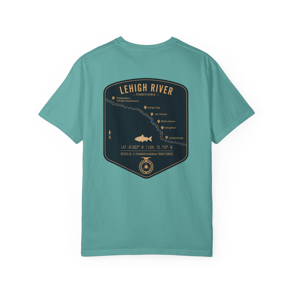 Lehigh River Pennsylvania Trout Fishing T-Shirt - Fly Fishing Map Tee with Jim Thorpe & Lehigh Gorge - Premium Angler Gift
