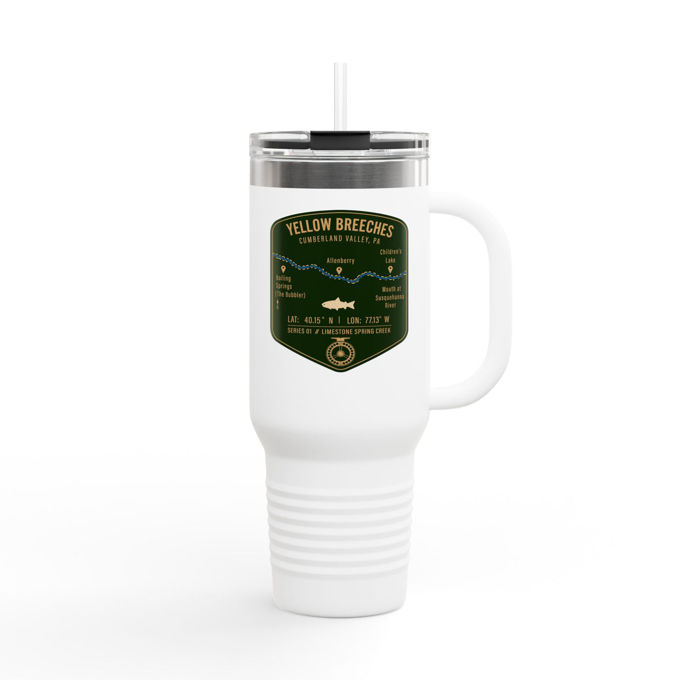 Yellow Breeches Fishing Badge Travel Mug | 40oz Insulated Tumbler