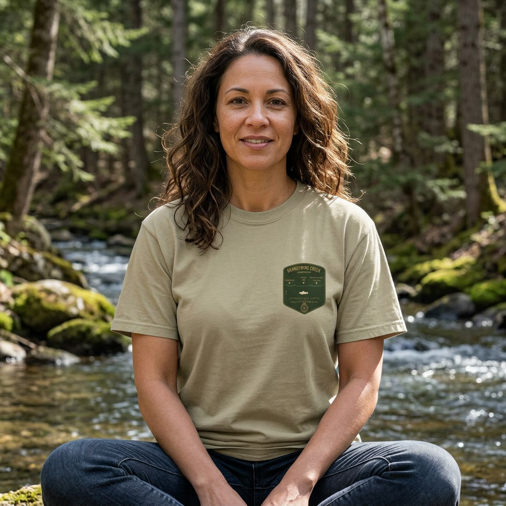 Brandywine Creek Fishing Map Pocket-Size Patch — Rugged Cotton Tee