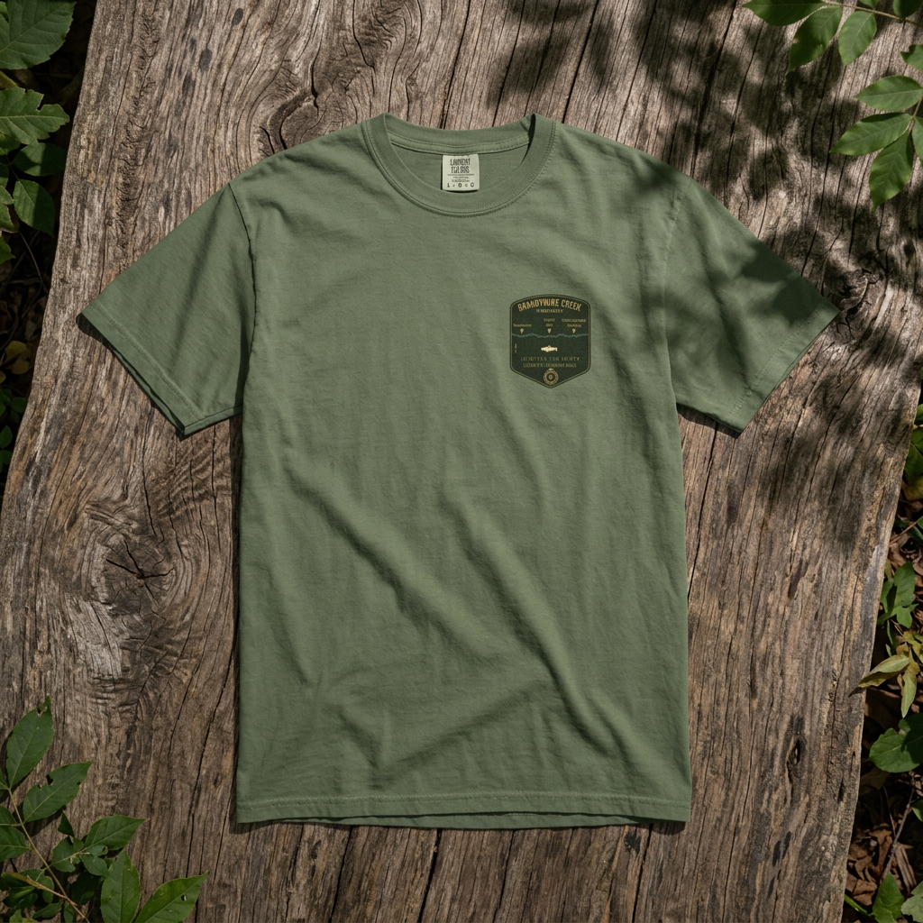 Brandywine Creek Fishing Map Pocket-Size Patch — Rugged Cotton Tee