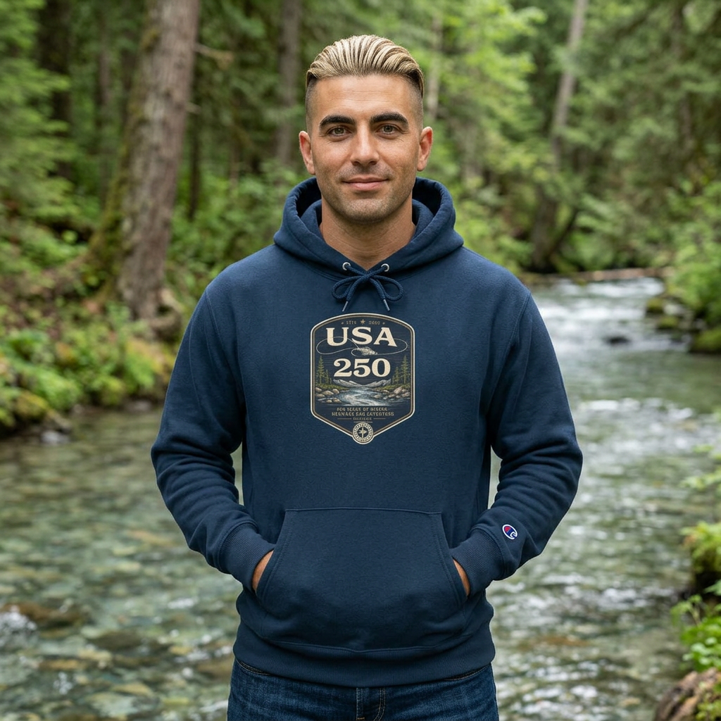 USA 250 River Heritage | Dark Badge Graphic Hoodie