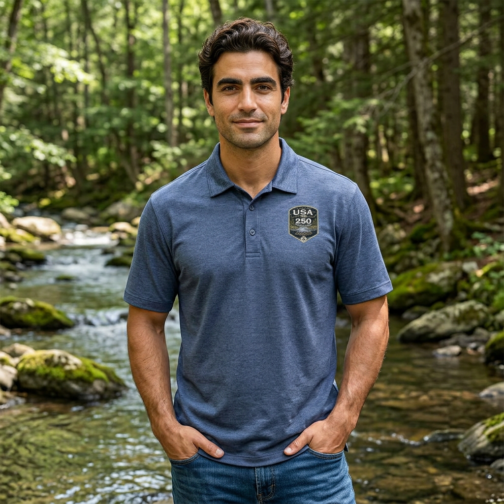 USA 250 River Heritage  | Dark Badge Port Authority® Fine Pique Blend Polo