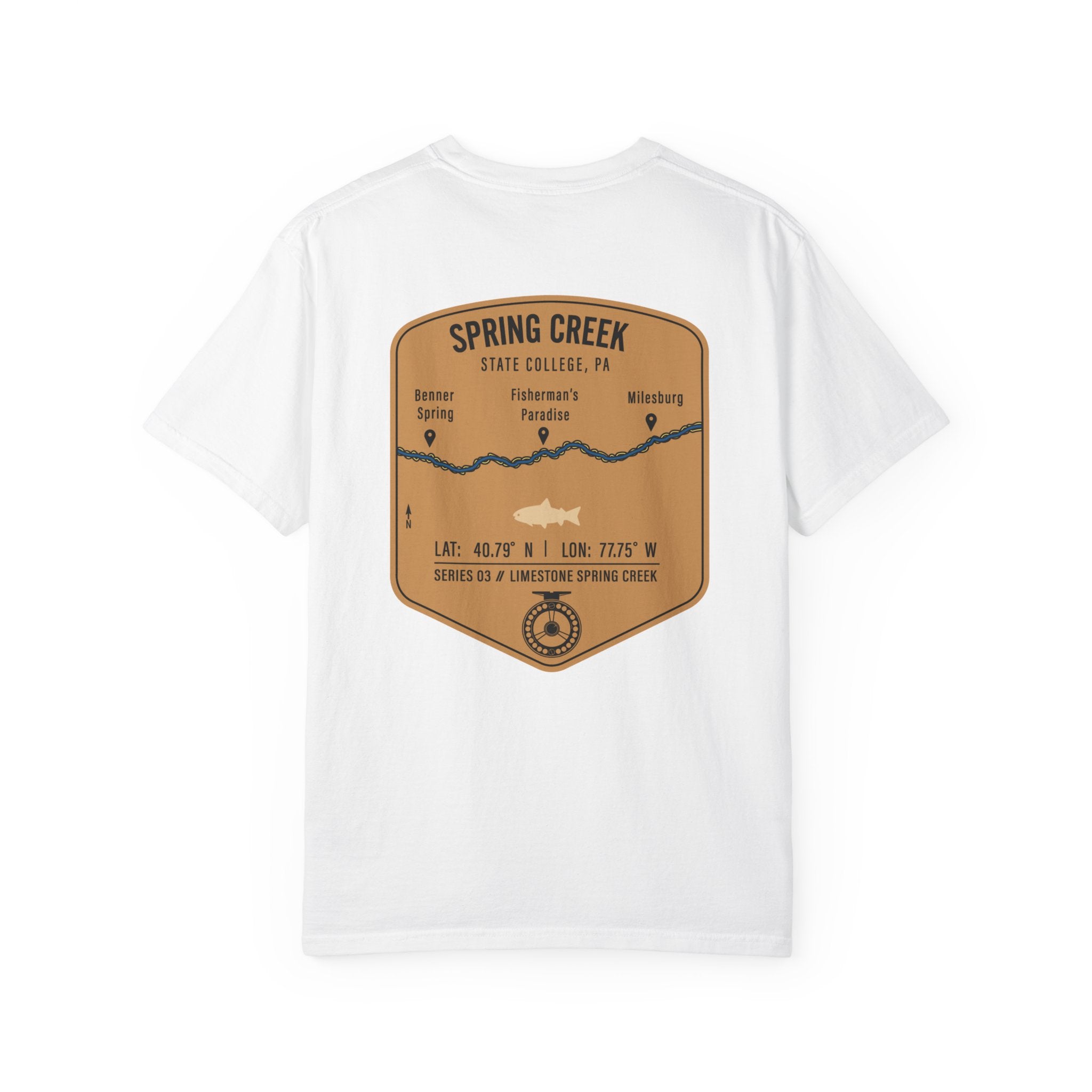 Spring Creek State College PA Fly Fishing T-Shirt - Fisherman's Paradise Trout Map Tee - Premium Pennsylvania Outdoor Apparel