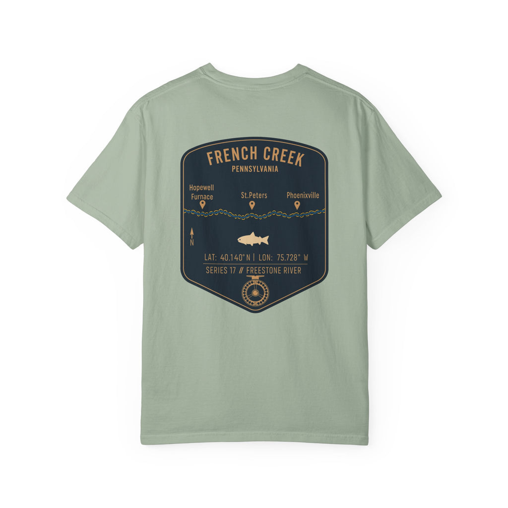 French Creek Pennsylvania Fly Fishing T-Shirt - Vintage Angler Tee with Hopewell Furnace & Phoenixville - Premium Fishing Gift for Men