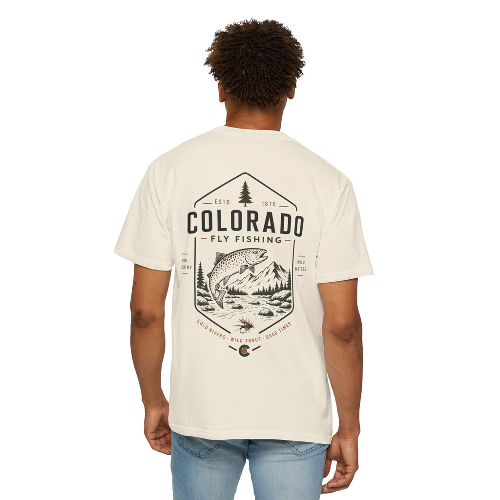 Colorado - State Fly Fishing Badge — Rugged Cotton Tee