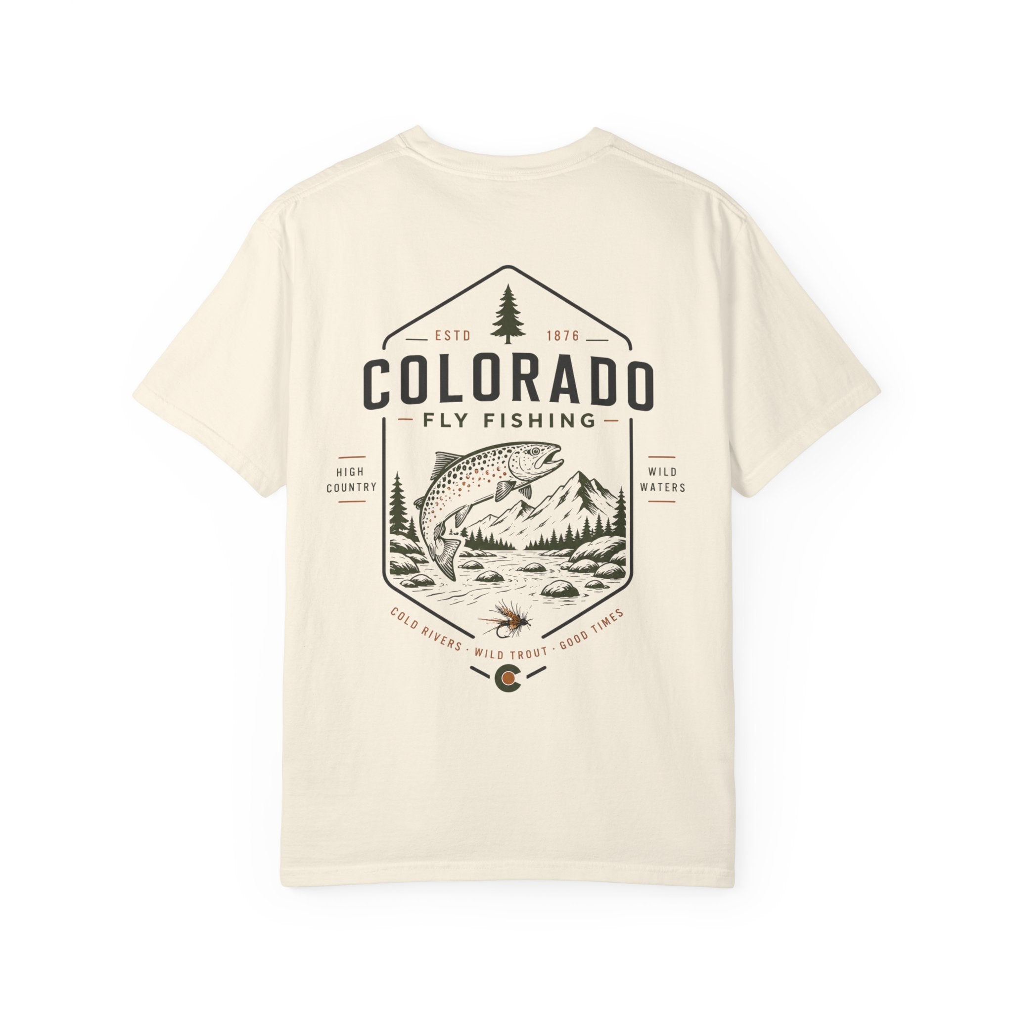 Colorado - State Fly Fishing Badge — Rugged Cotton Tee