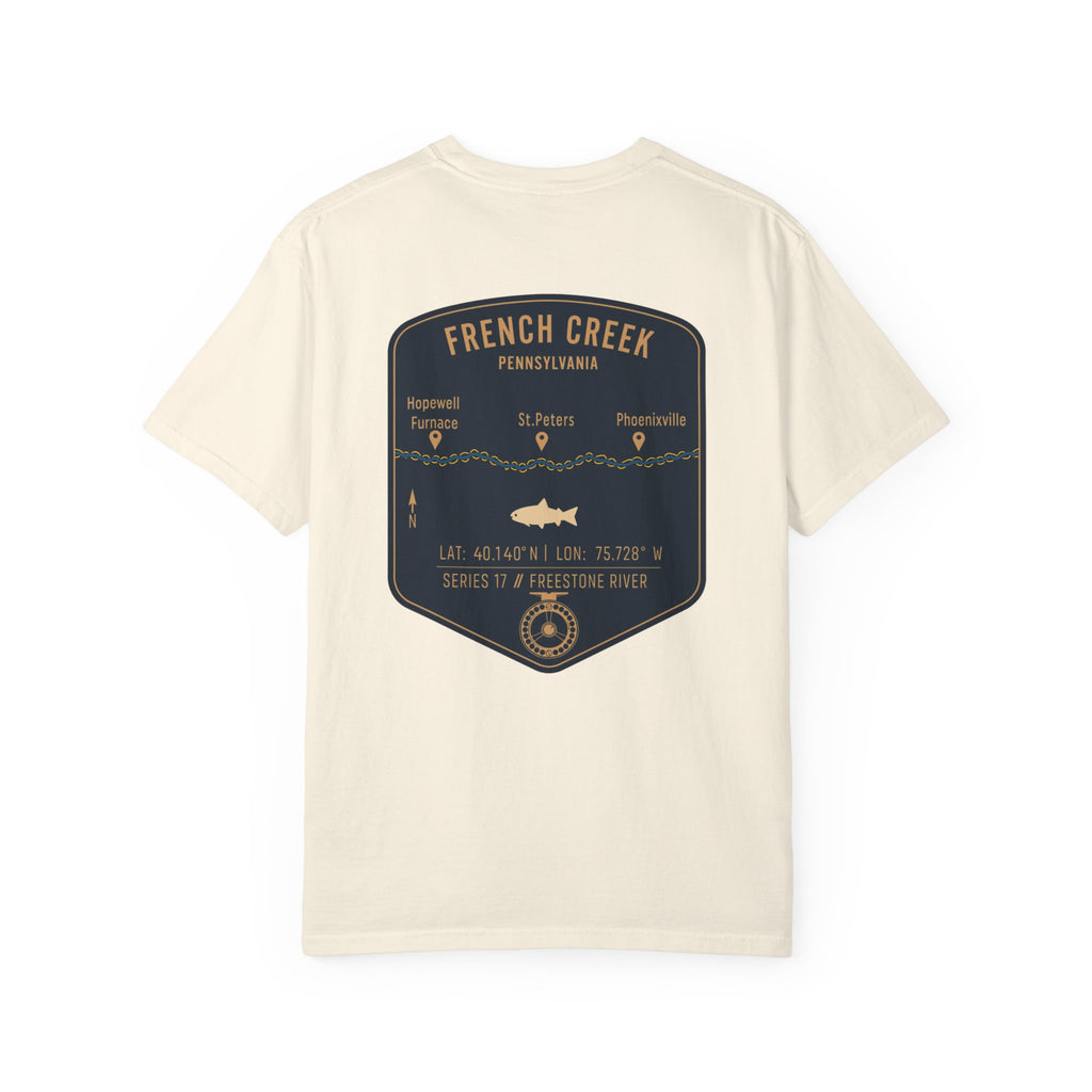 French Creek Pennsylvania Fly Fishing T-Shirt - Vintage Angler Tee with Hopewell Furnace & Phoenixville - Premium Fishing Gift for Men