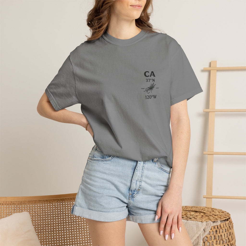 California - State Fly Fishing Badge — Rugged Cotton Tee