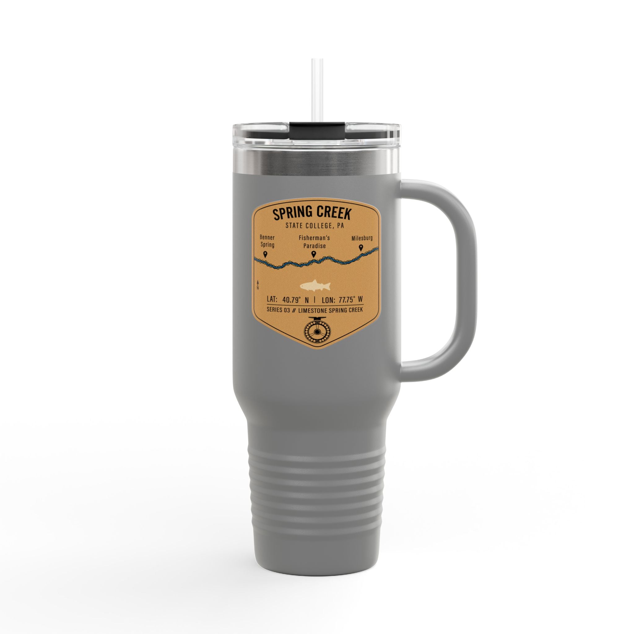 Spring Creek Fishing Badge Travel Mug | 40oz Insulated Tumbler