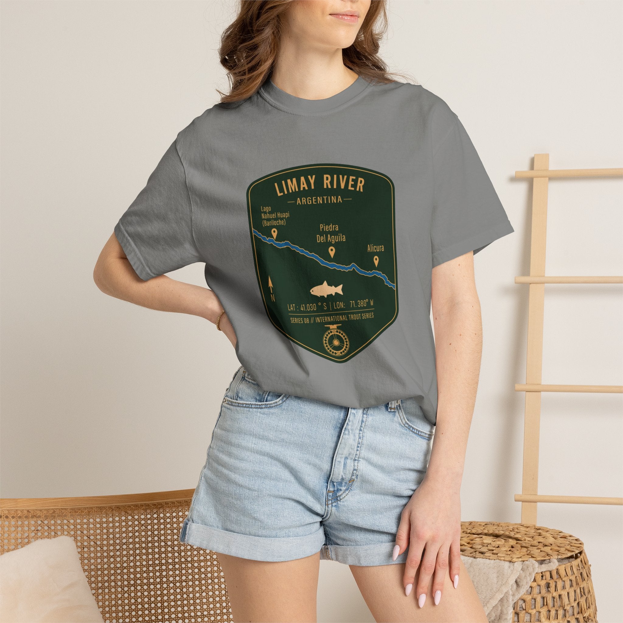 Global Series - Limay River Argentina Fishing Map | Rugged Cotton Trout Tee