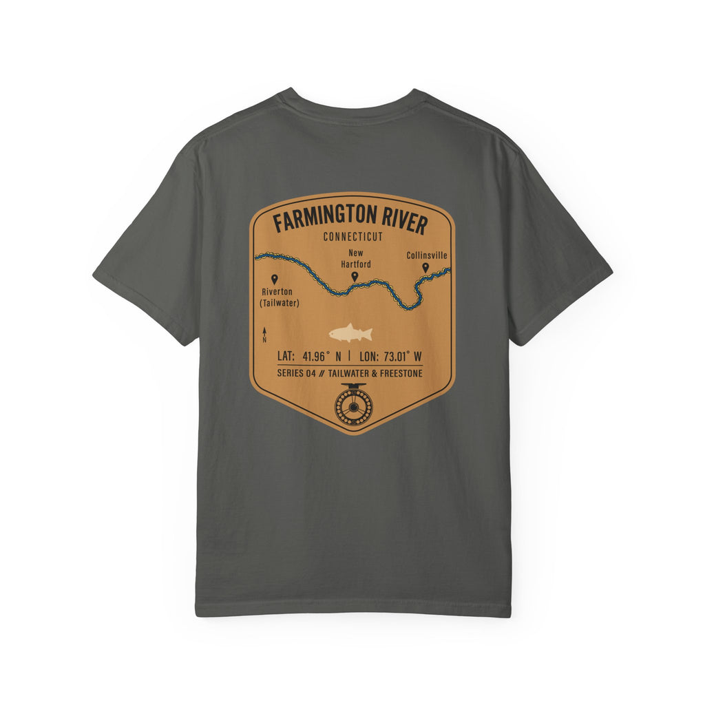 Farmington River Connecticut Fly Fishing T-Shirt - Vintage Trout Angler Map Tee - Tailwater & Freestone Series