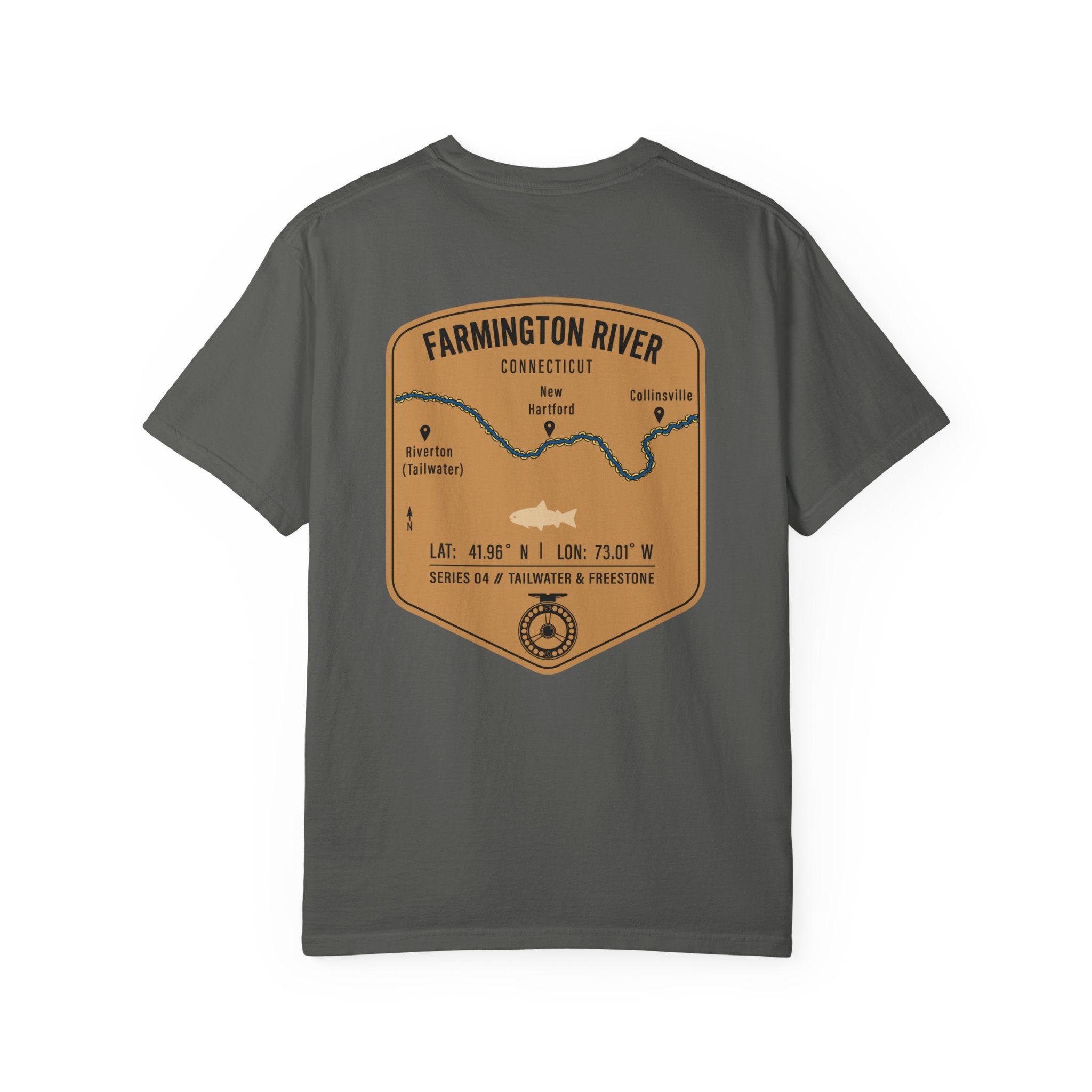 Farmington River Connecticut Fly Fishing T-Shirt - Vintage Trout Angler Map Tee - Tailwater & Freestone Series