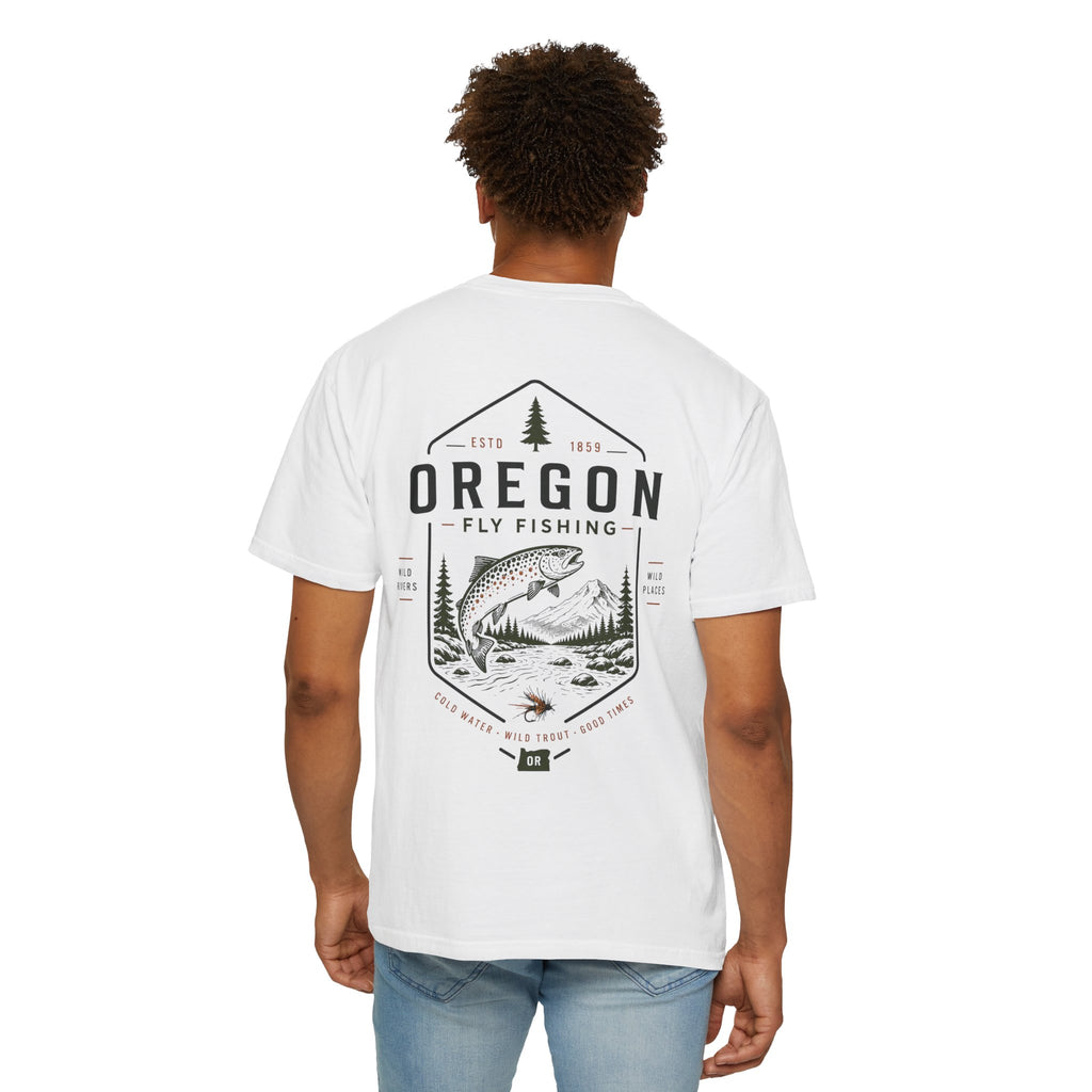 Oregon - State Fly Fishing Badge — Rugged Cotton Tee