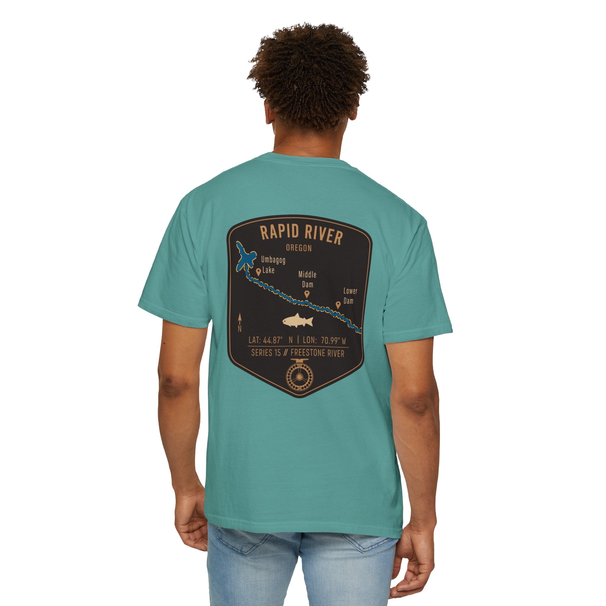 Rapid River Oregon Fly Fishing T-Shirt - Vintage River Map Graphic Tee - Premium Angler Gift