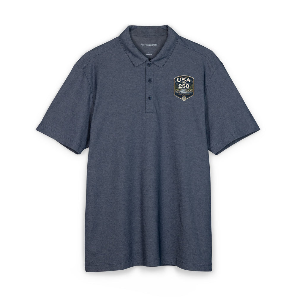 USA 250 River Heritage  | Dark Badge Port Authority® Fine Pique Blend Polo