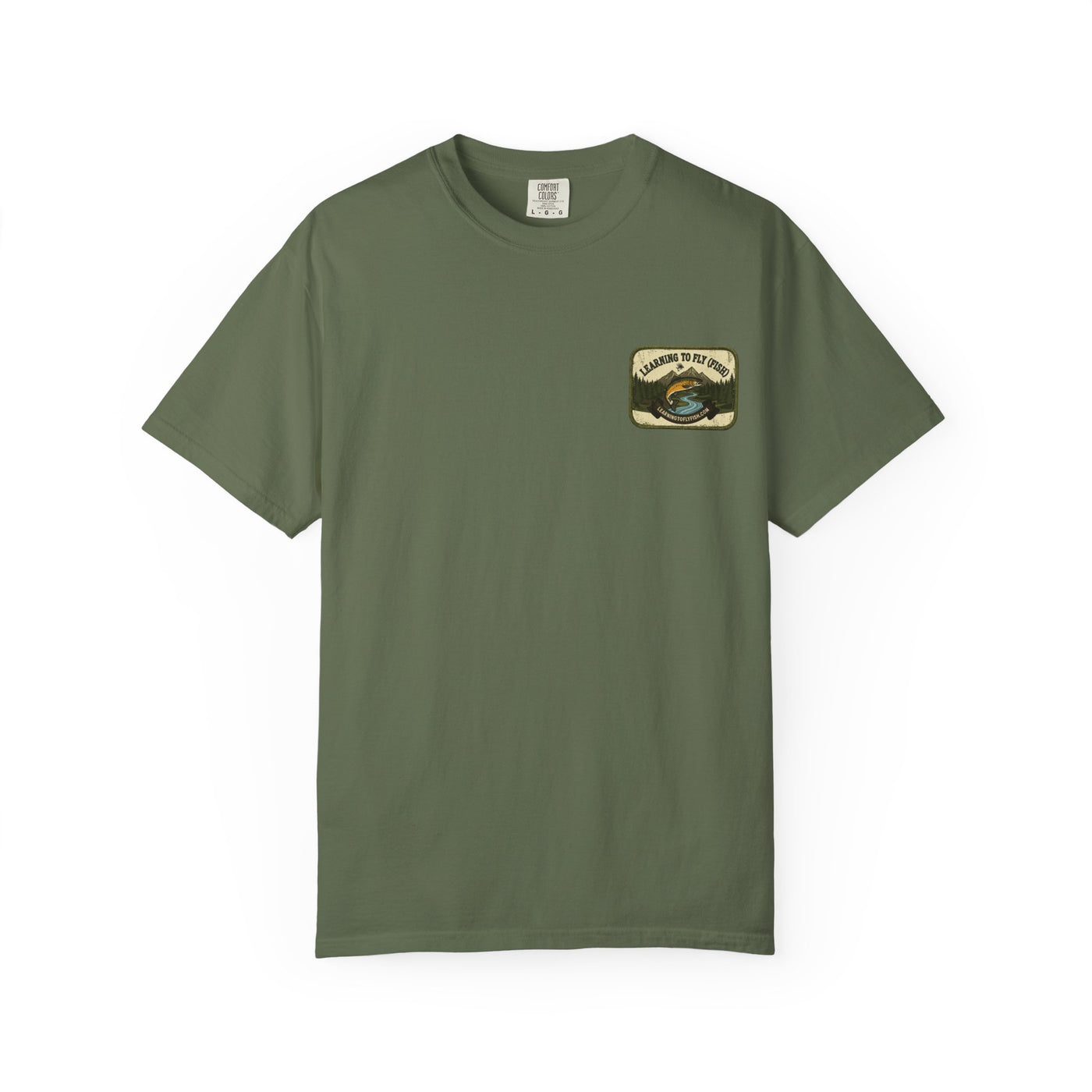 Learning to Fly (Fish) Fishing Map Pocket-Size Patch — Rugged Cotton Tee