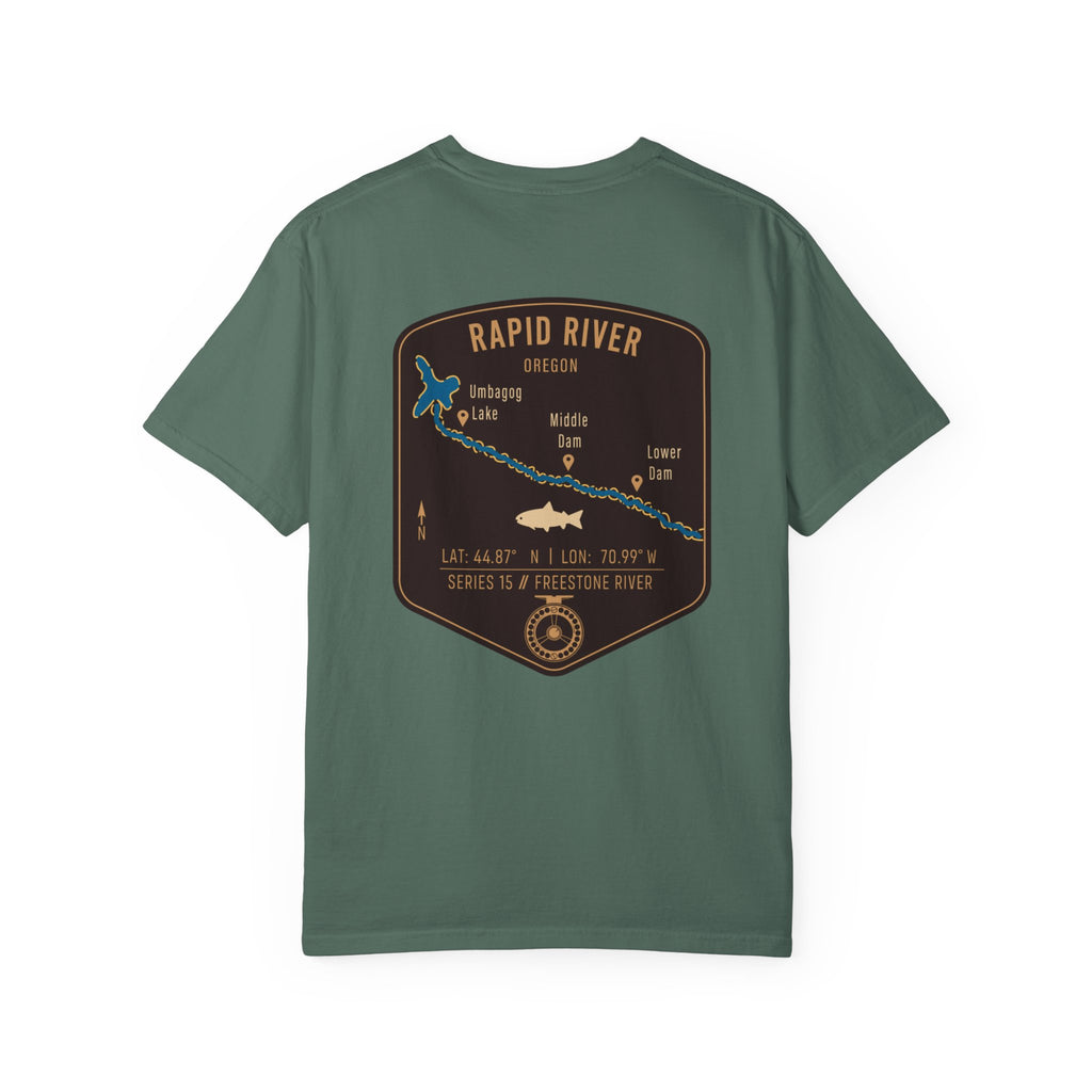 Rapid River Oregon Fly Fishing T-Shirt - Vintage River Map Graphic Tee - Premium Angler Gift