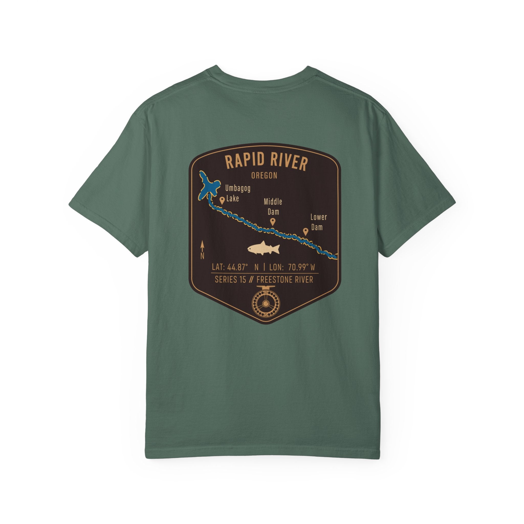 Rapid River Oregon Fly Fishing T-Shirt - Vintage River Map Graphic Tee - Premium Angler Gift
