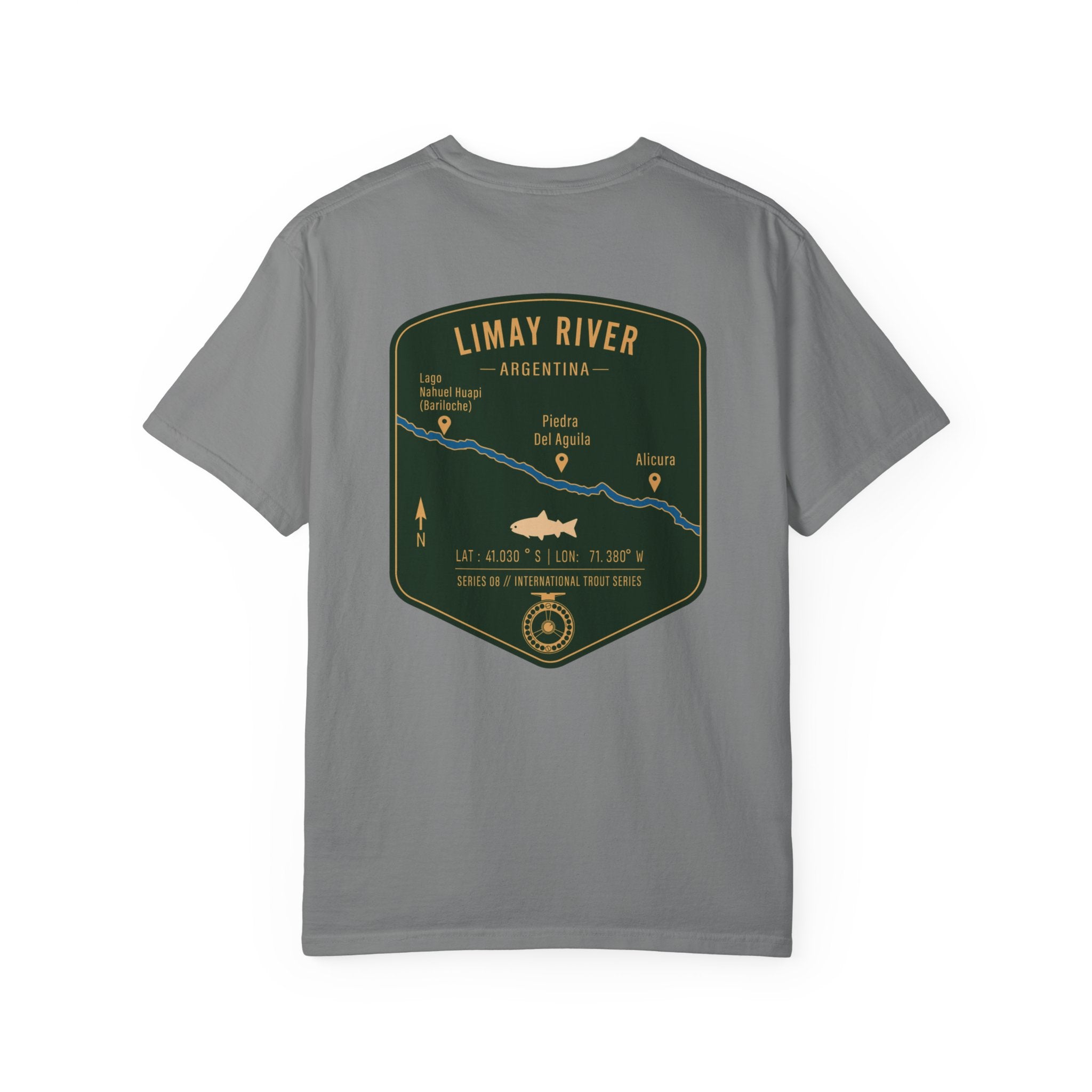 Limay River Argentina Fly Fishing T-Shirt - Patagonia Trout Series Vintage Graphic Tee - Premium Gift for Anglers and Adventure Travelers