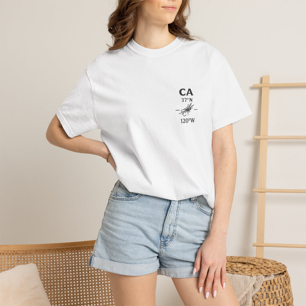 California - State Fly Fishing Badge — Rugged Cotton Tee