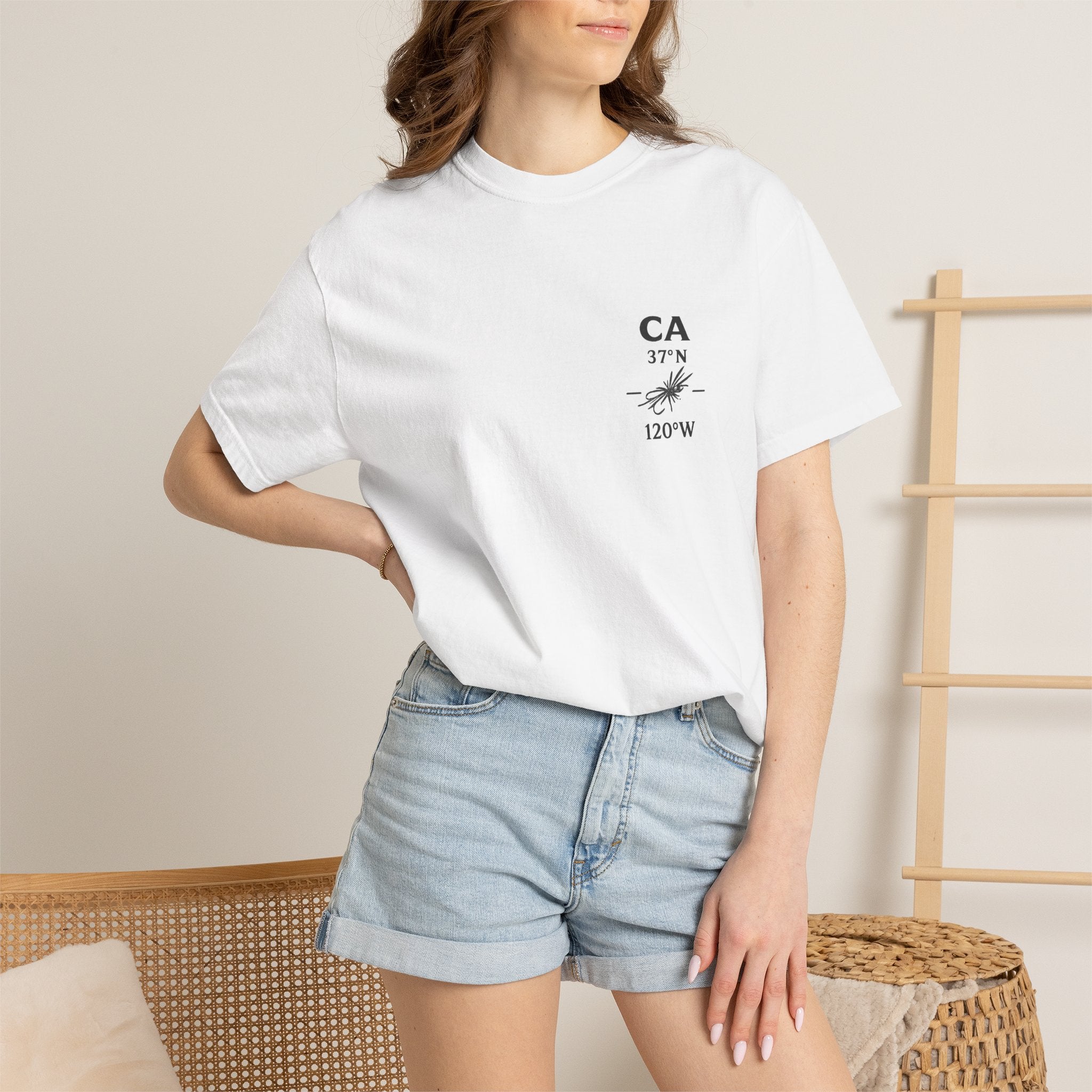 California - State Fly Fishing Badge — Rugged Cotton Tee