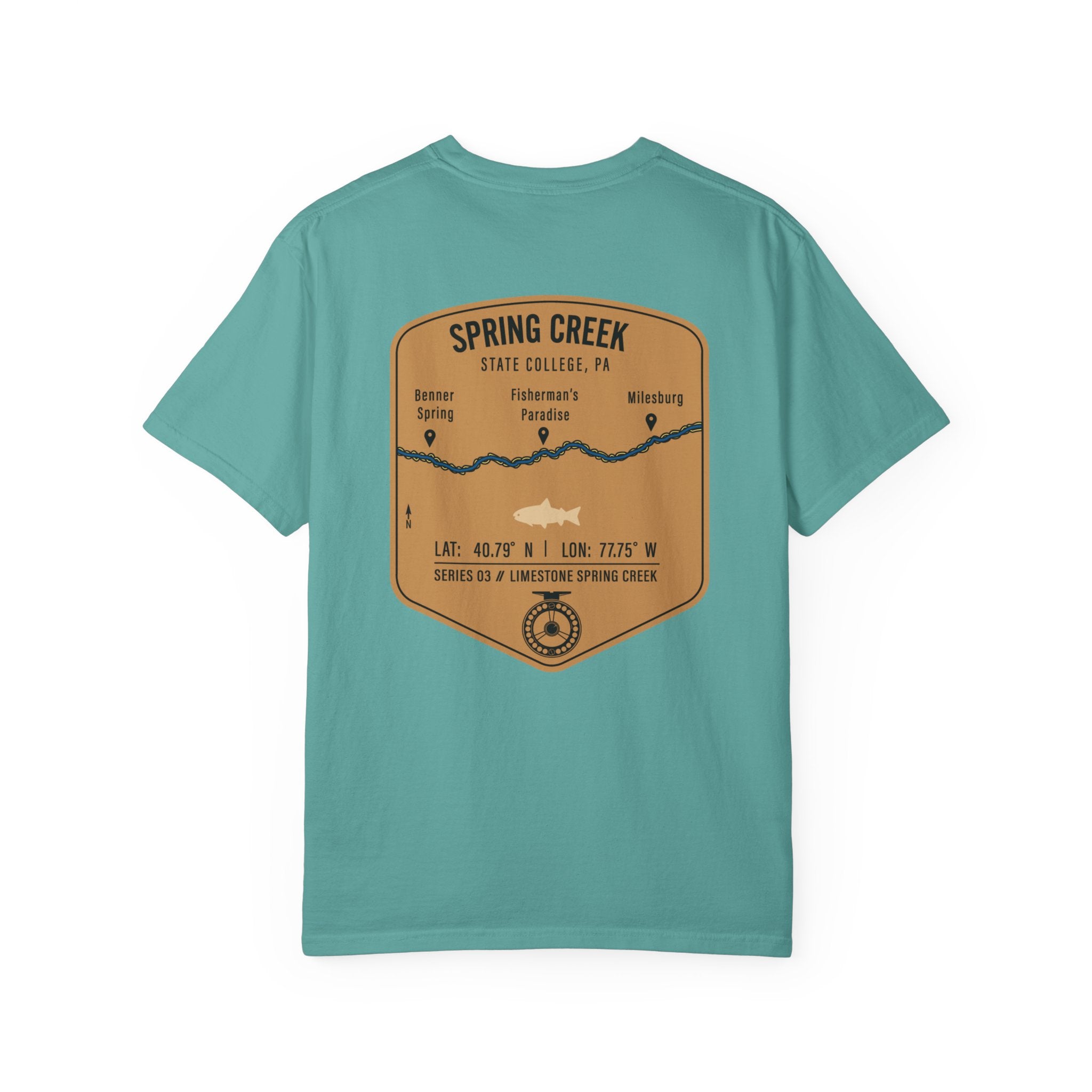 Spring Creek State College PA Fly Fishing T-Shirt - Fisherman's Paradise Trout Map Tee - Premium Pennsylvania Outdoor Apparel