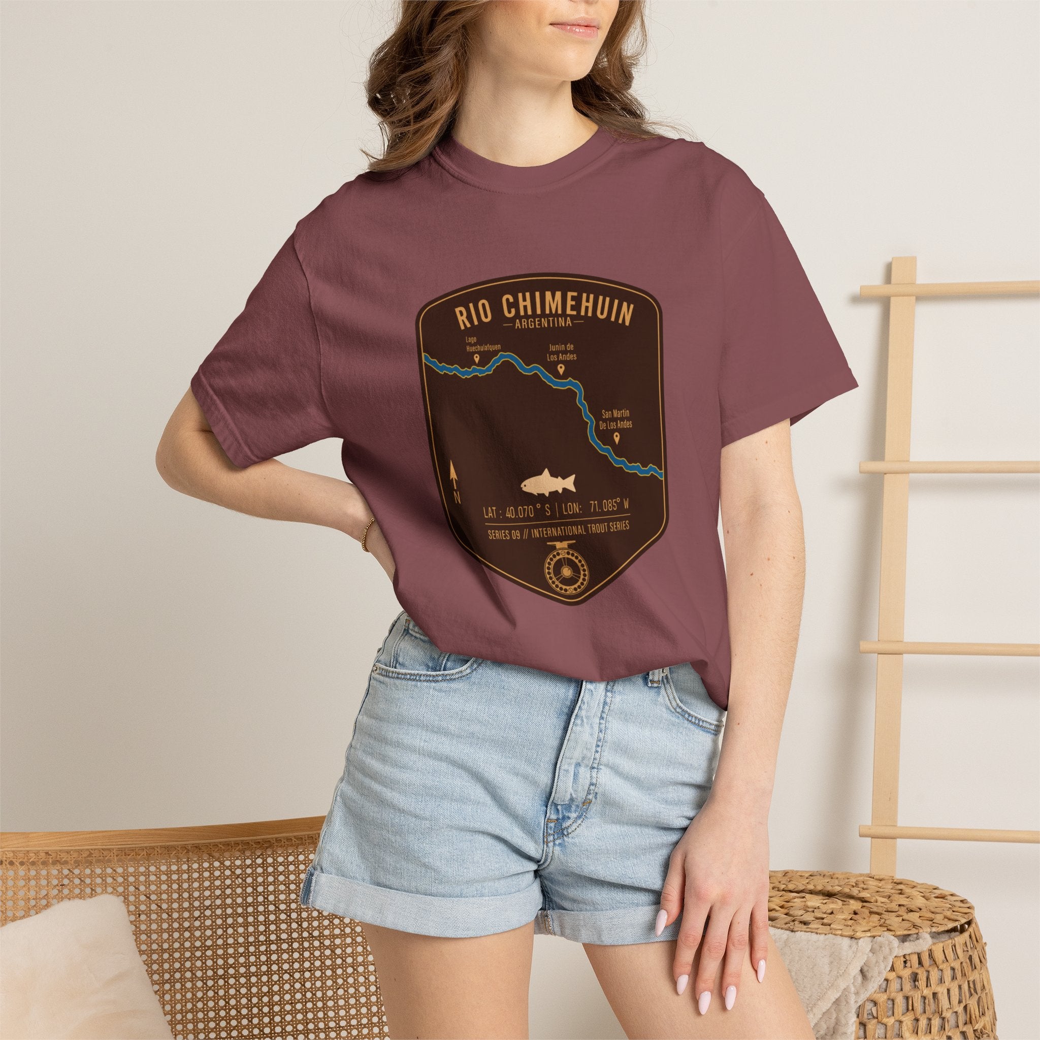 Global Series - Chimehuin River Argentina Fishing Map | Rugged Cotton Trout Tee