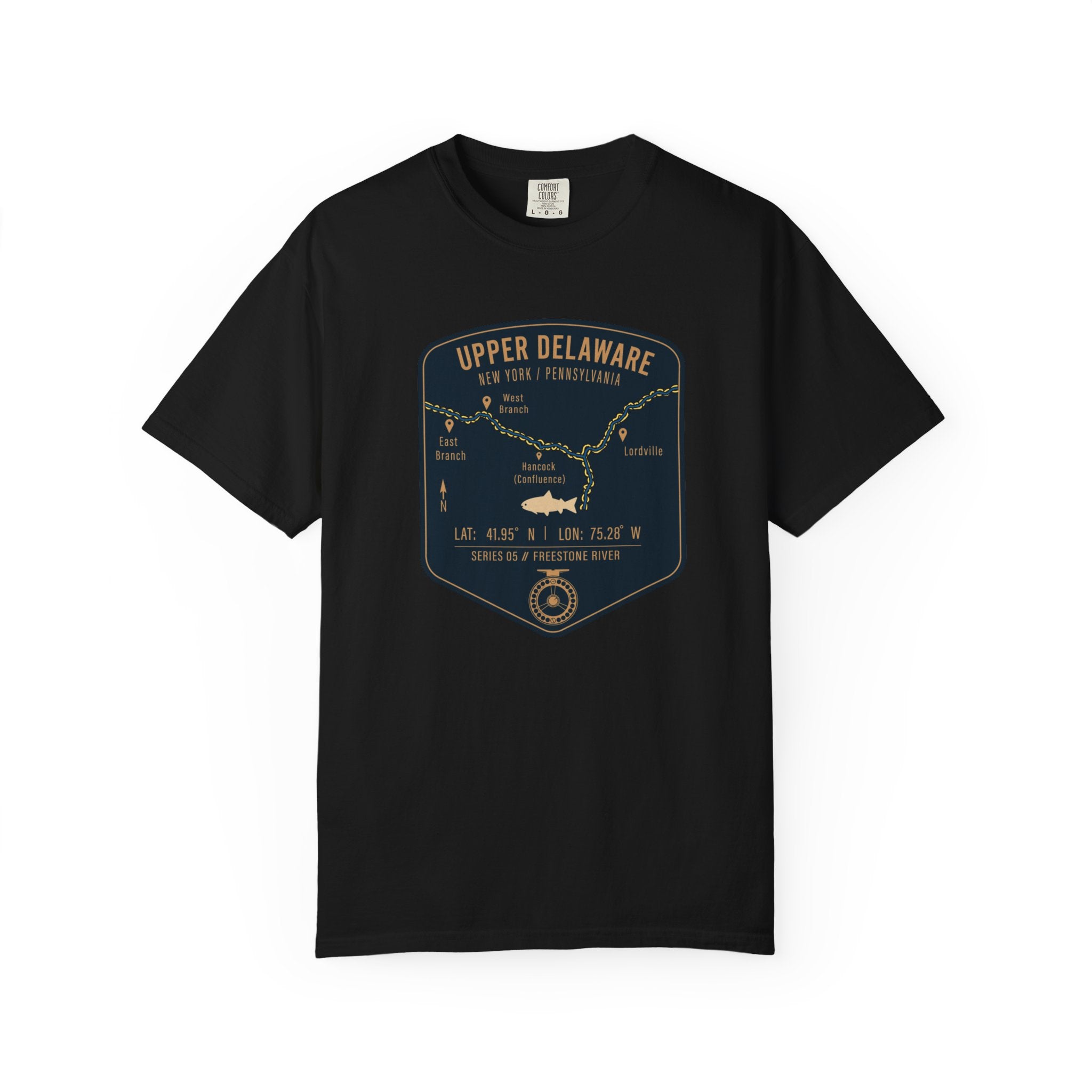 Upper Delaware Fishing Map | Rugged Cotton Trout Tee