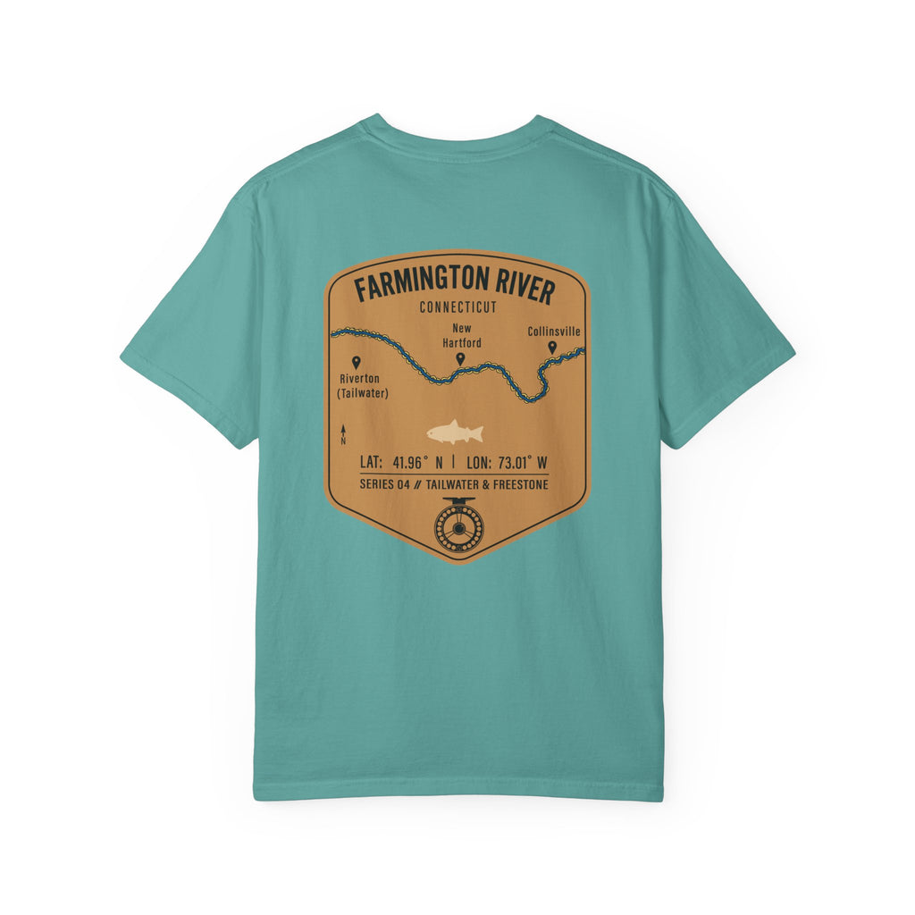 Farmington River Connecticut Fly Fishing T-Shirt - Vintage Trout Angler Map Tee - Tailwater & Freestone Series