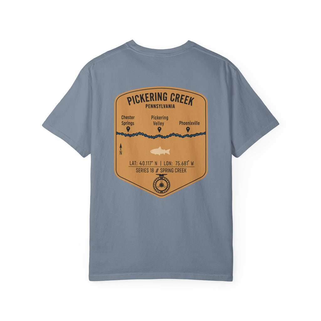 Pickering Creek Pennsylvania Fly Fishing T-Shirt - Chester Springs Phoenixville PA Angler Gift - Vintage Badge Tee