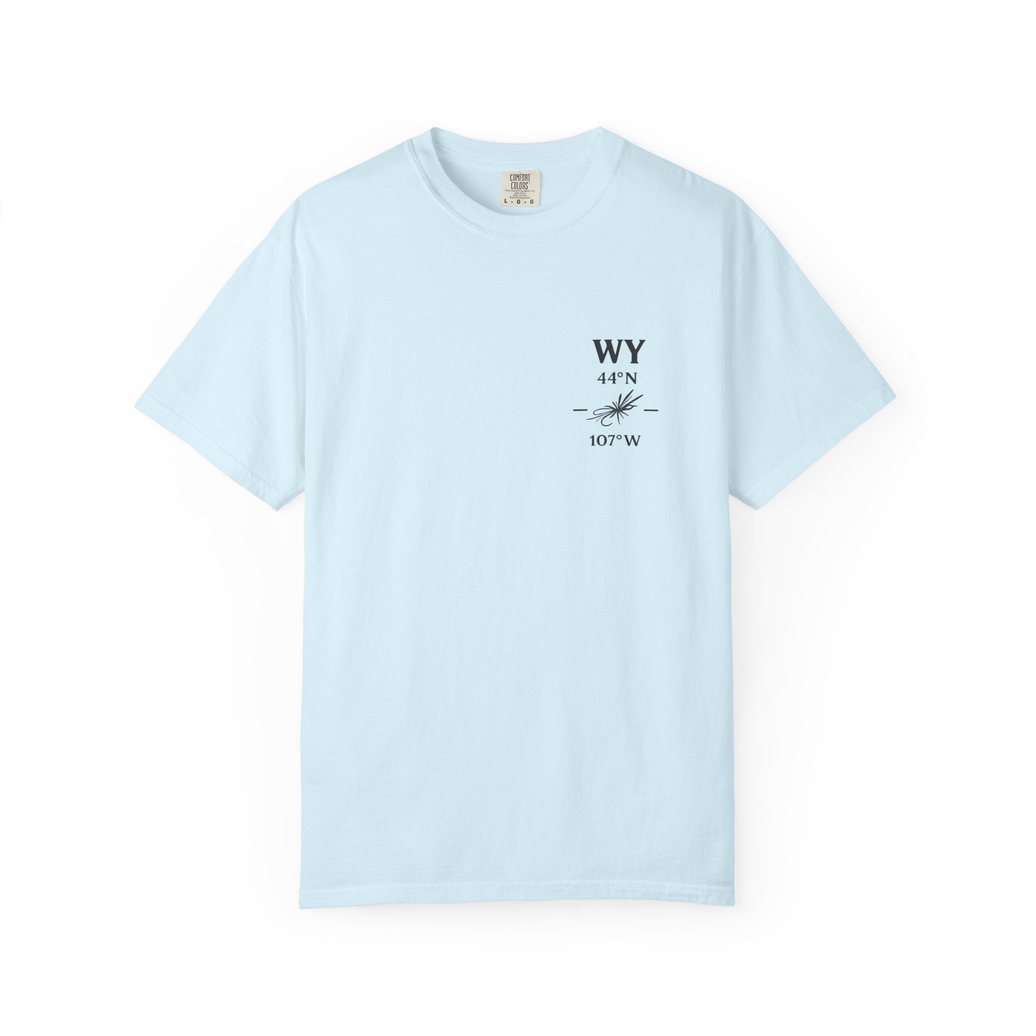 Wyoming - State Fly Fishing Badge — Rugged Cotton Tee