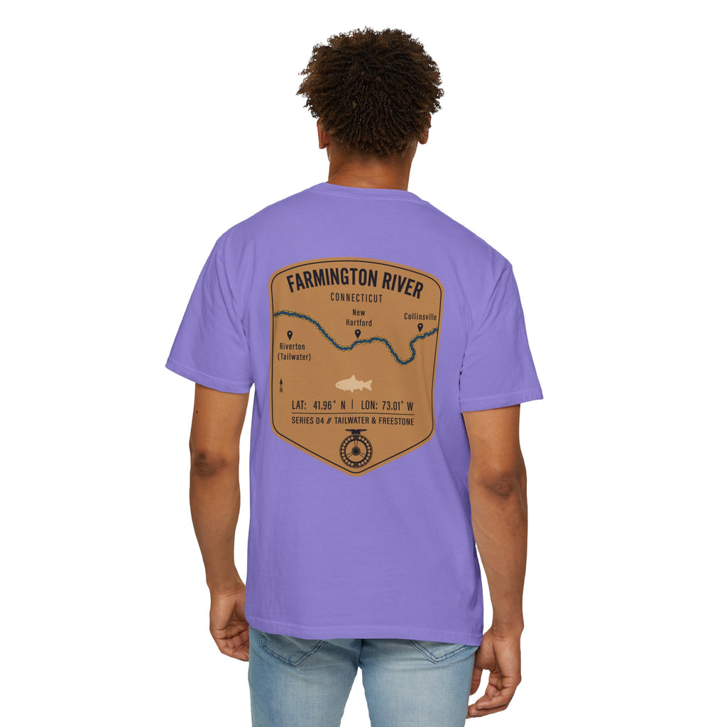 Farmington River Connecticut Fly Fishing T-Shirt - Vintage Trout Angler Map Tee - Tailwater & Freestone Series