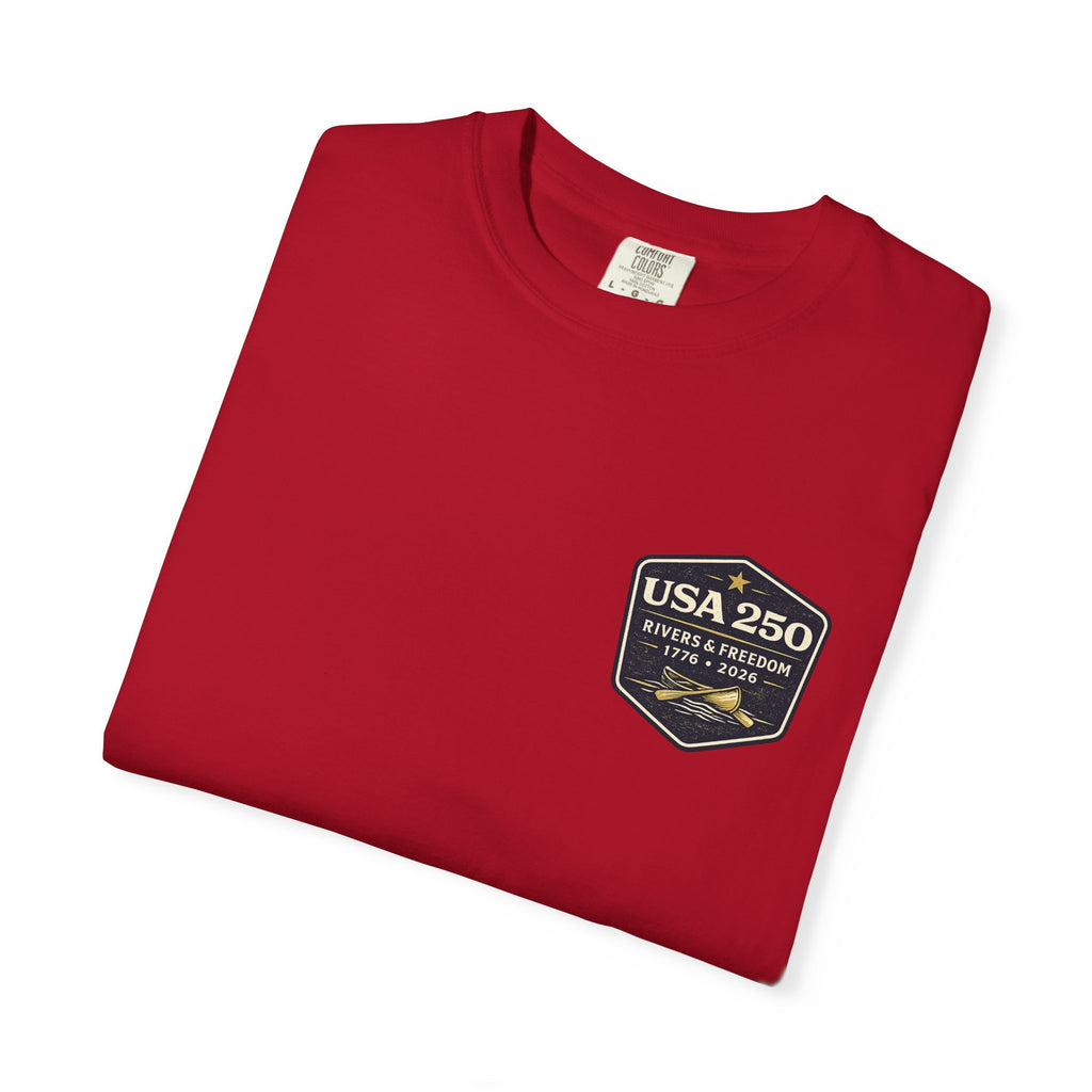 USA 250 River Heritage Light Color Back Badge Rugged Cotton Tee