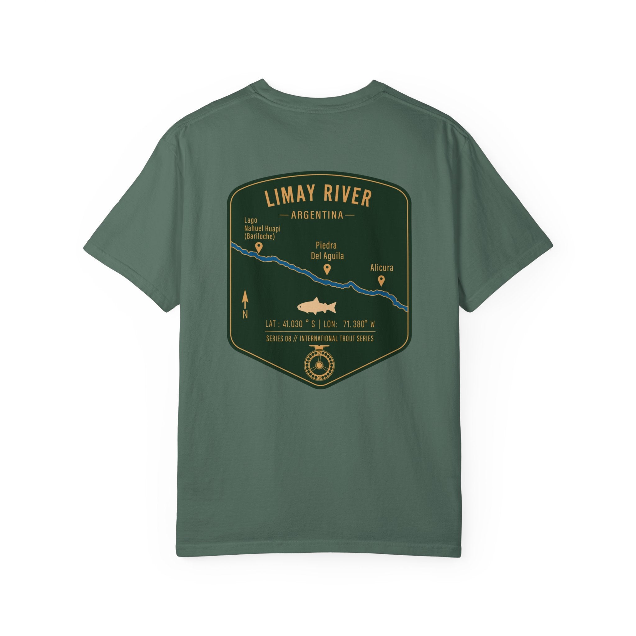 Limay River Argentina Fly Fishing T-Shirt - Patagonia Trout Series Vintage Graphic Tee - Premium Gift for Anglers and Adventure Travelers