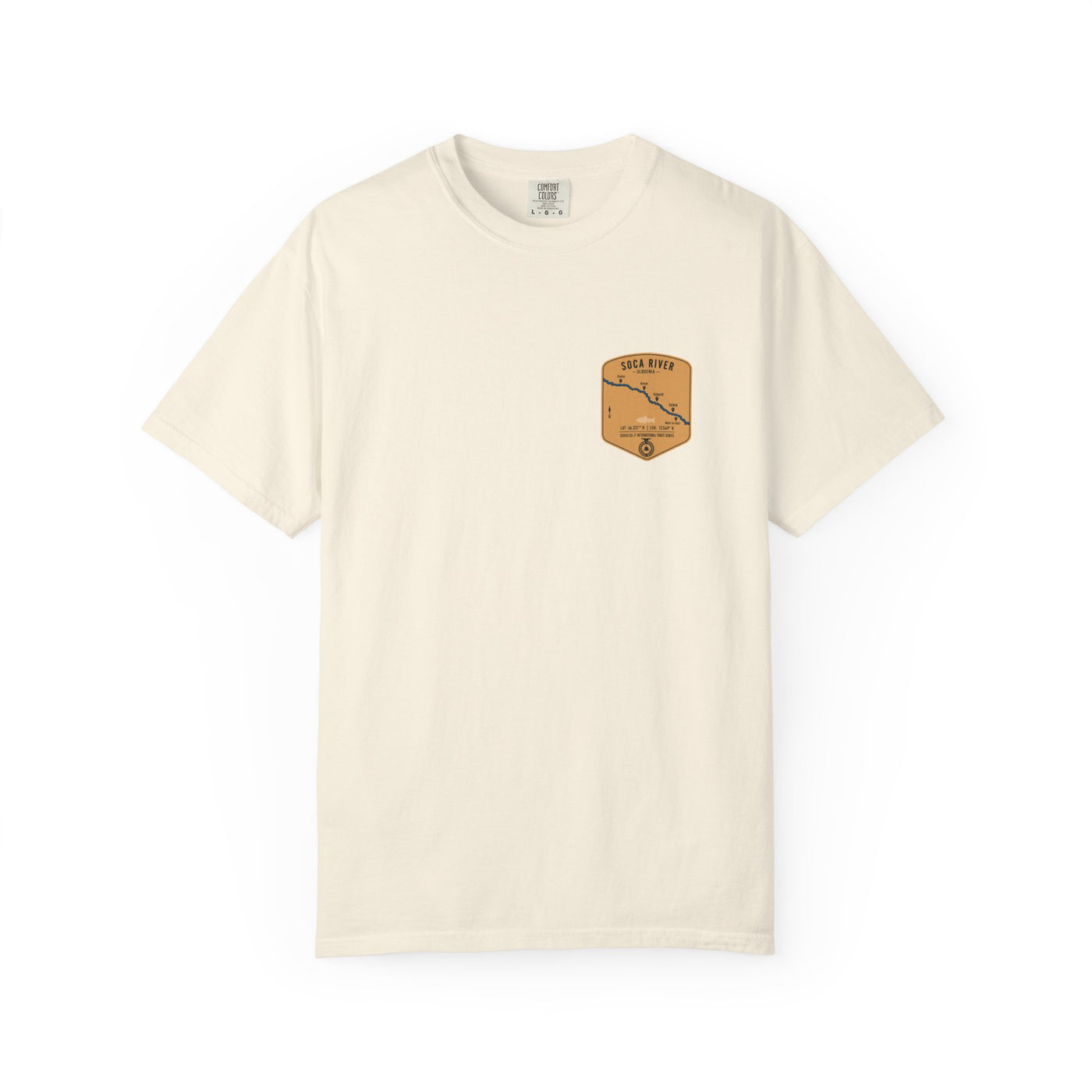 Global Series - Soca River Fishing Map Pocket-Size Patch — Rugged Cotton Tee