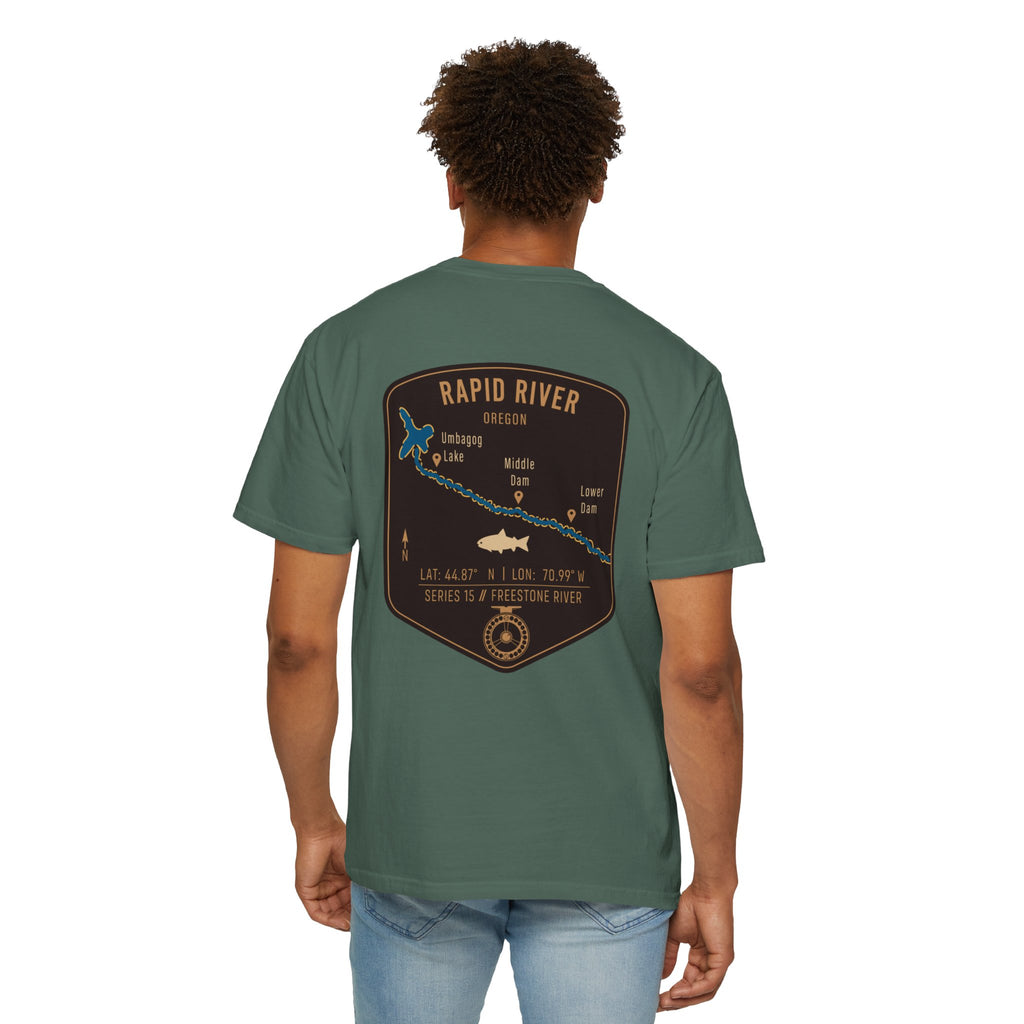Rapid River Oregon Fly Fishing T-Shirt - Vintage River Map Graphic Tee - Premium Angler Gift