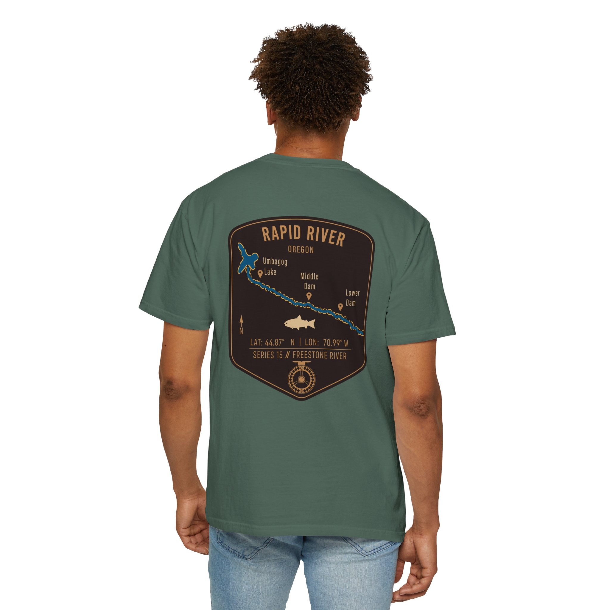 Rapid River Oregon Fly Fishing T-Shirt - Vintage River Map Graphic Tee - Premium Angler Gift