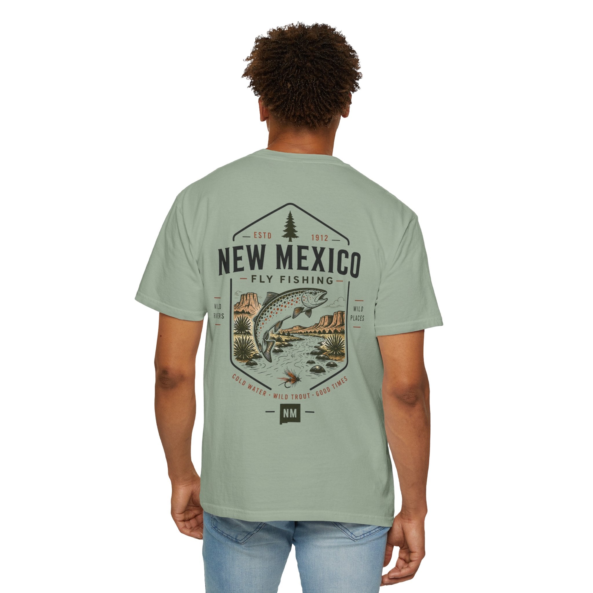 New Mexico - State Fly Fishing Badge — Rugged Cotton Tee