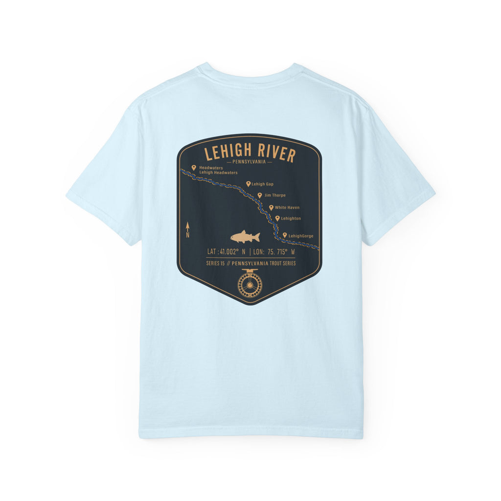 Lehigh River Pennsylvania Trout Fishing T-Shirt - Fly Fishing Map Tee with Jim Thorpe & Lehigh Gorge - Premium Angler Gift
