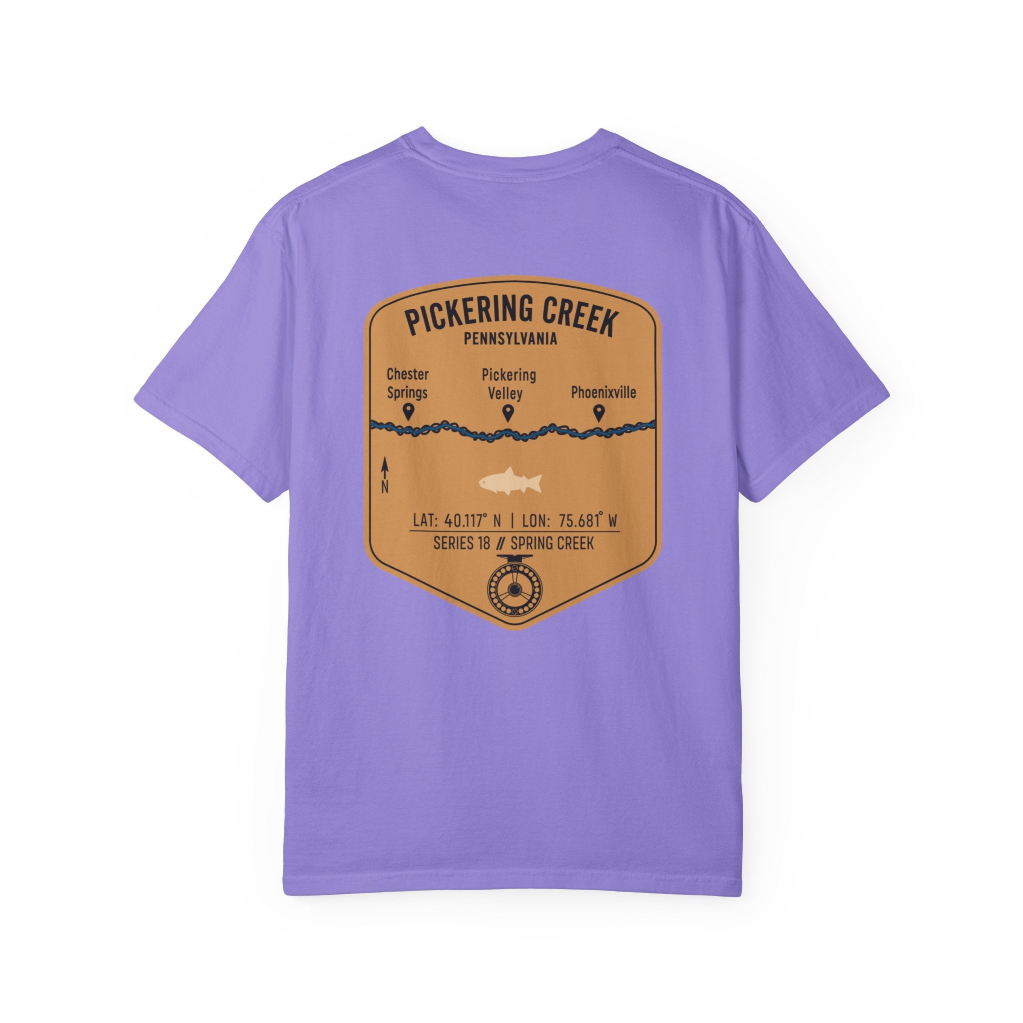Pickering Creek Pennsylvania Fly Fishing T-Shirt - Chester Springs Phoenixville PA Angler Gift - Vintage Badge Tee
