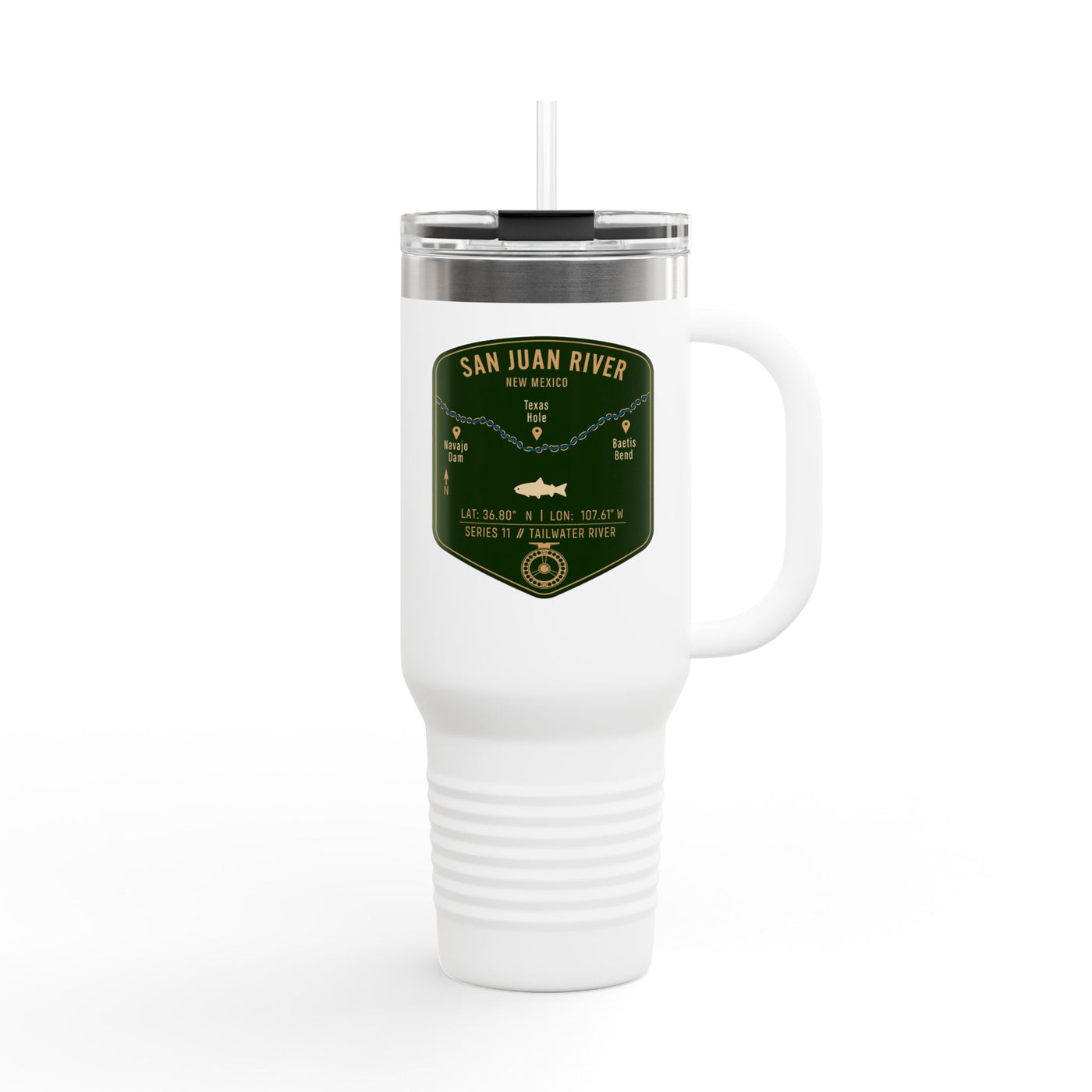 San Juan River Fishing Badge Travel Mug | 40oz Insulated Tumbler