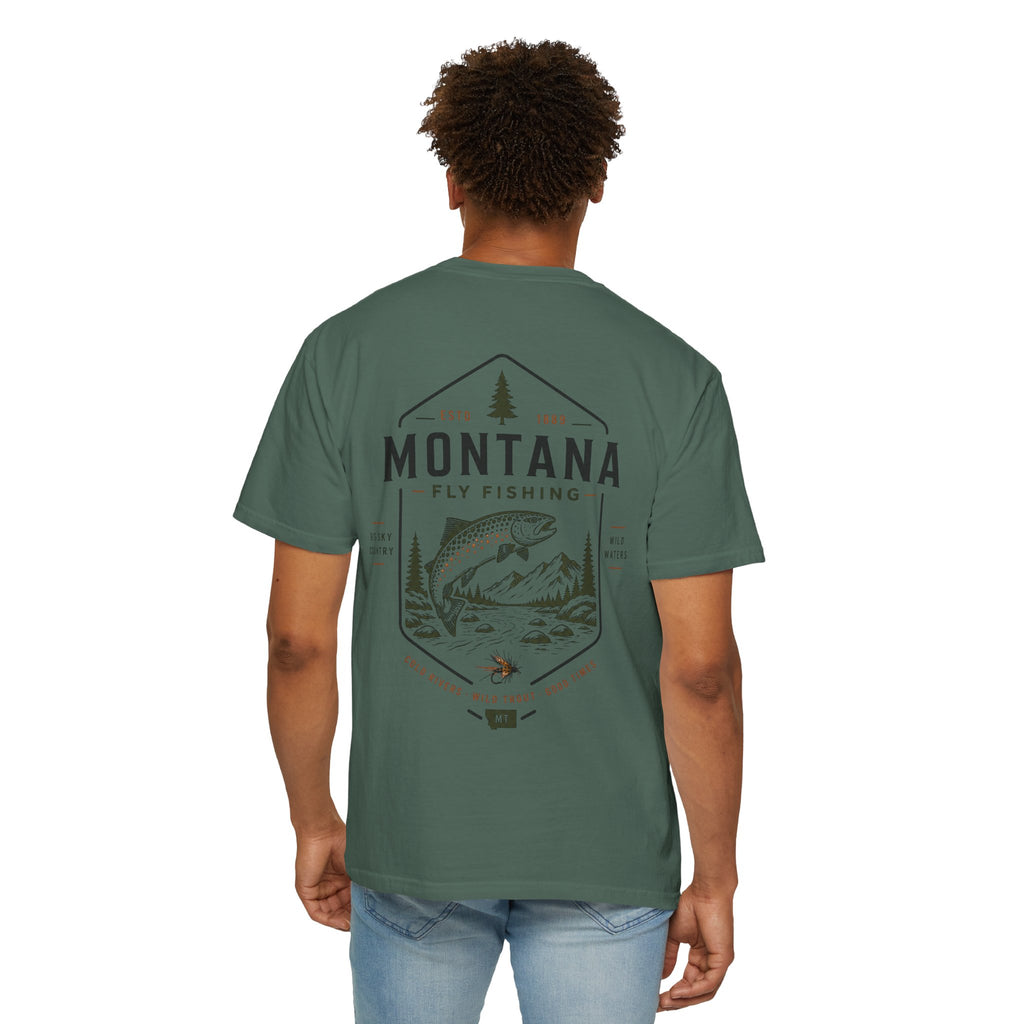 Montana - State Fly Fishing Badge — Rugged Cotton Tee