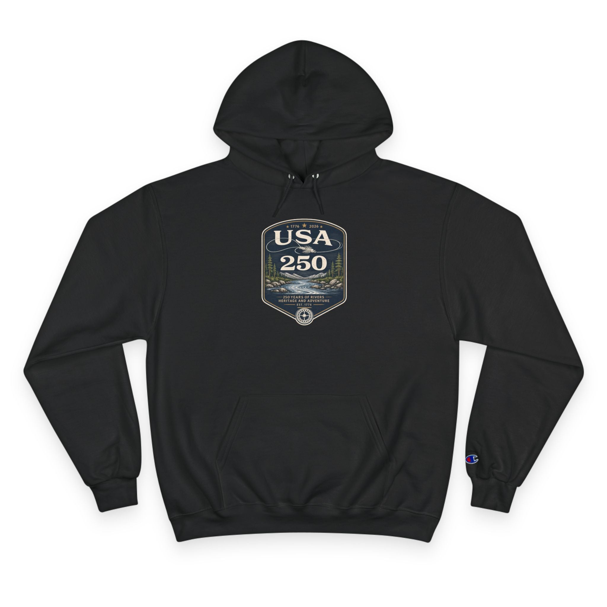 USA 250 River Heritage | Dark Badge Graphic Hoodie