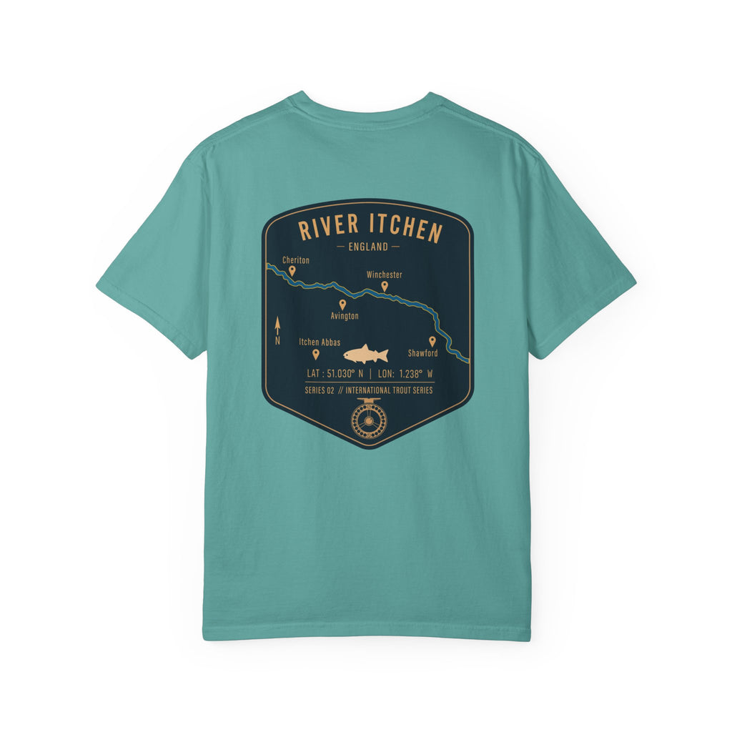 River Itchen England Fly Fishing Trout T-Shirt - Vintage Winchester Map Angler Gift - International Trout Series