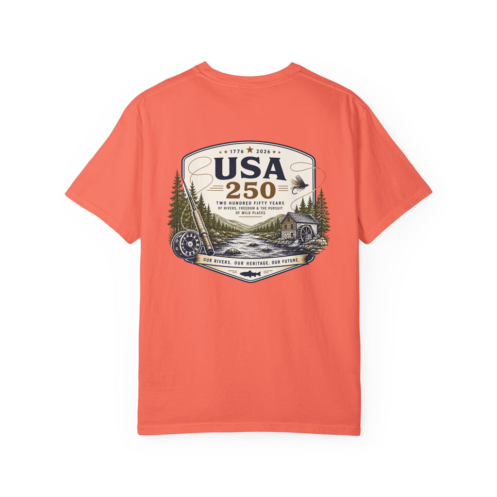 USA 250 River Heritage Light Color Back Badge Rugged Cotton Tee